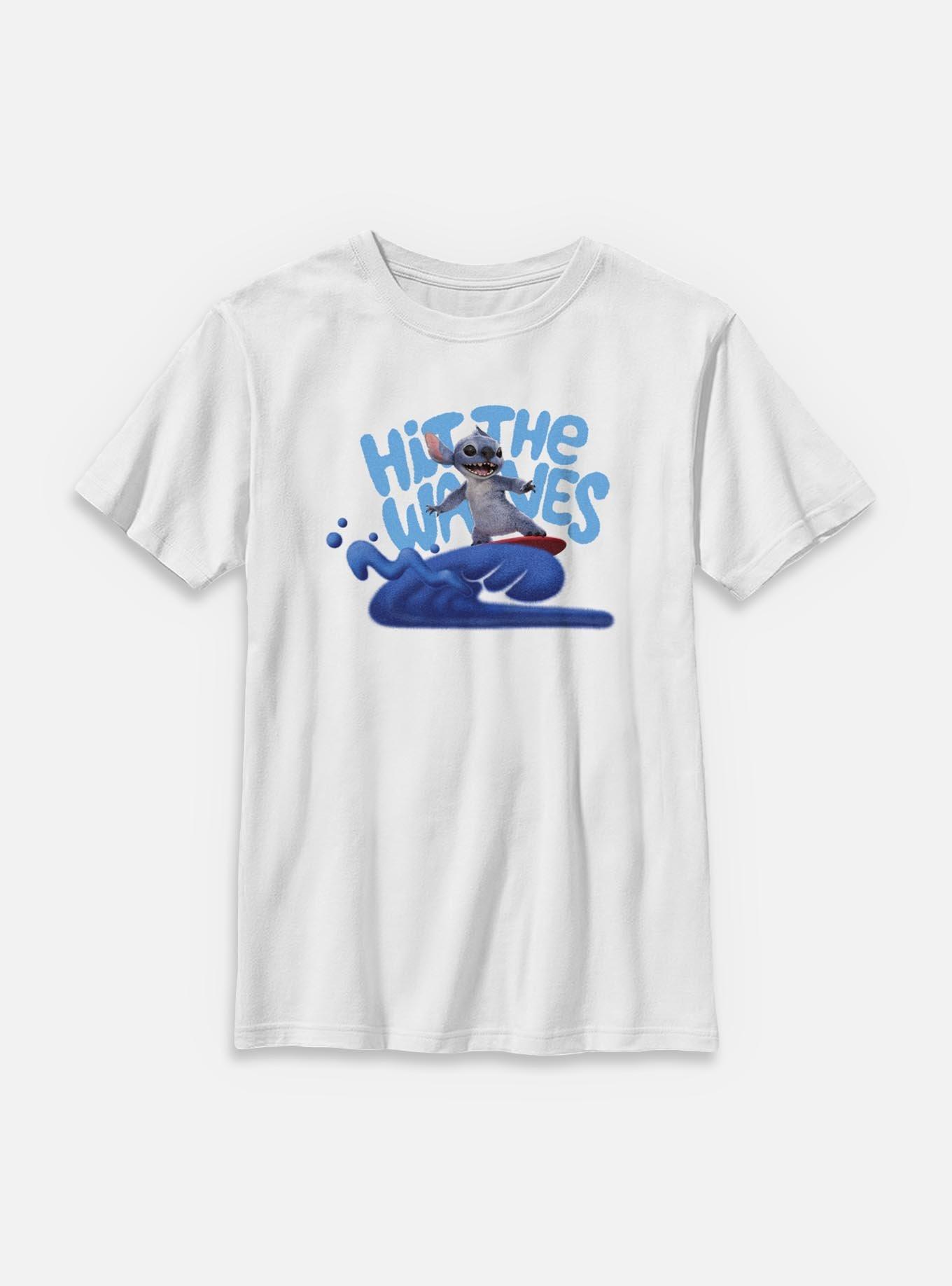 Disney Lilo & Stitch Live Action Hit The Waves Stitch Youth T-Shirt, WHITE, hi-res