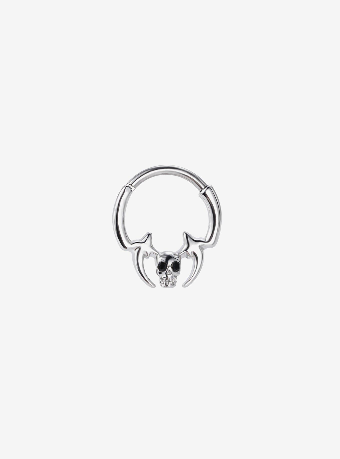 Steel Silver Skull Fang Hinged Clicker, , hi-res