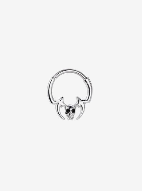 Steel Silver Skull Fang Hinged Clicker | Hot Topic