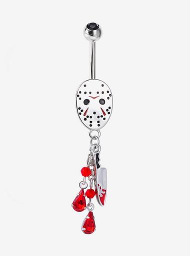 14G Steel Friday The 13th Bloody Knife Navel Barbell Hot Topic