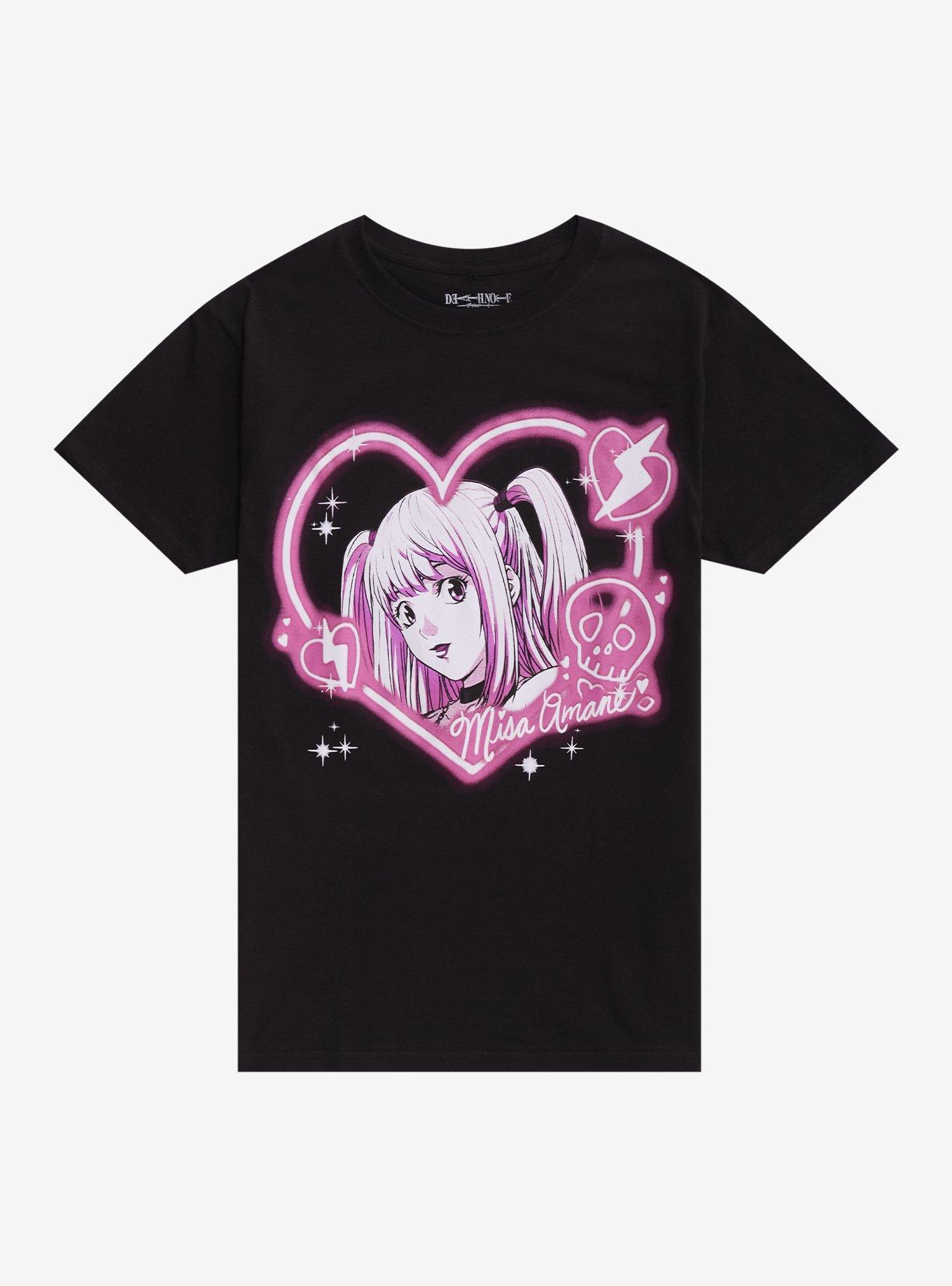 Death Note Misa Pink Heart Portrait Girls T-Shirt, , hi-res