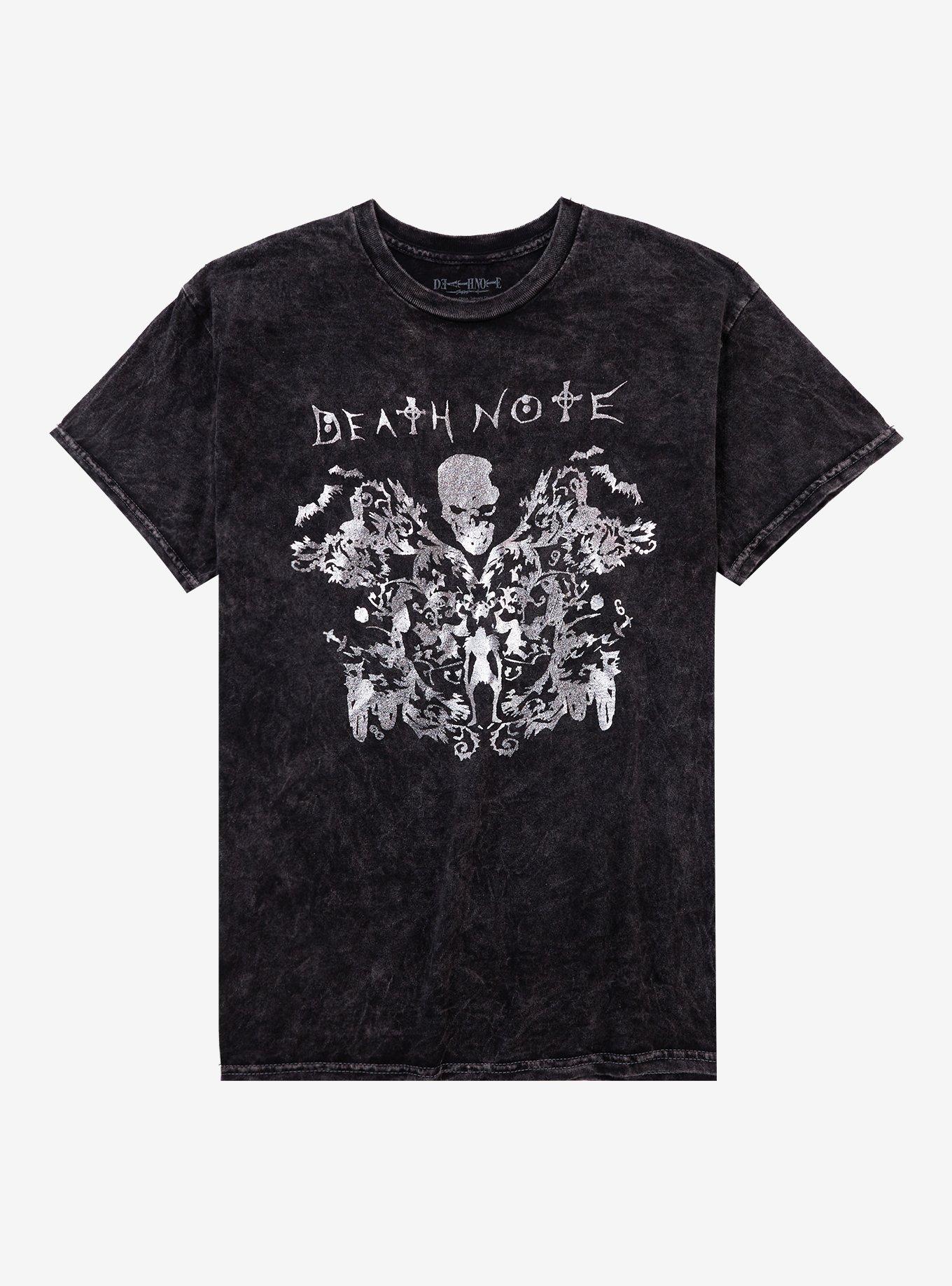 Death Note Silver Foil Filigree Dark Wash Girls T-Shirt, , hi-res