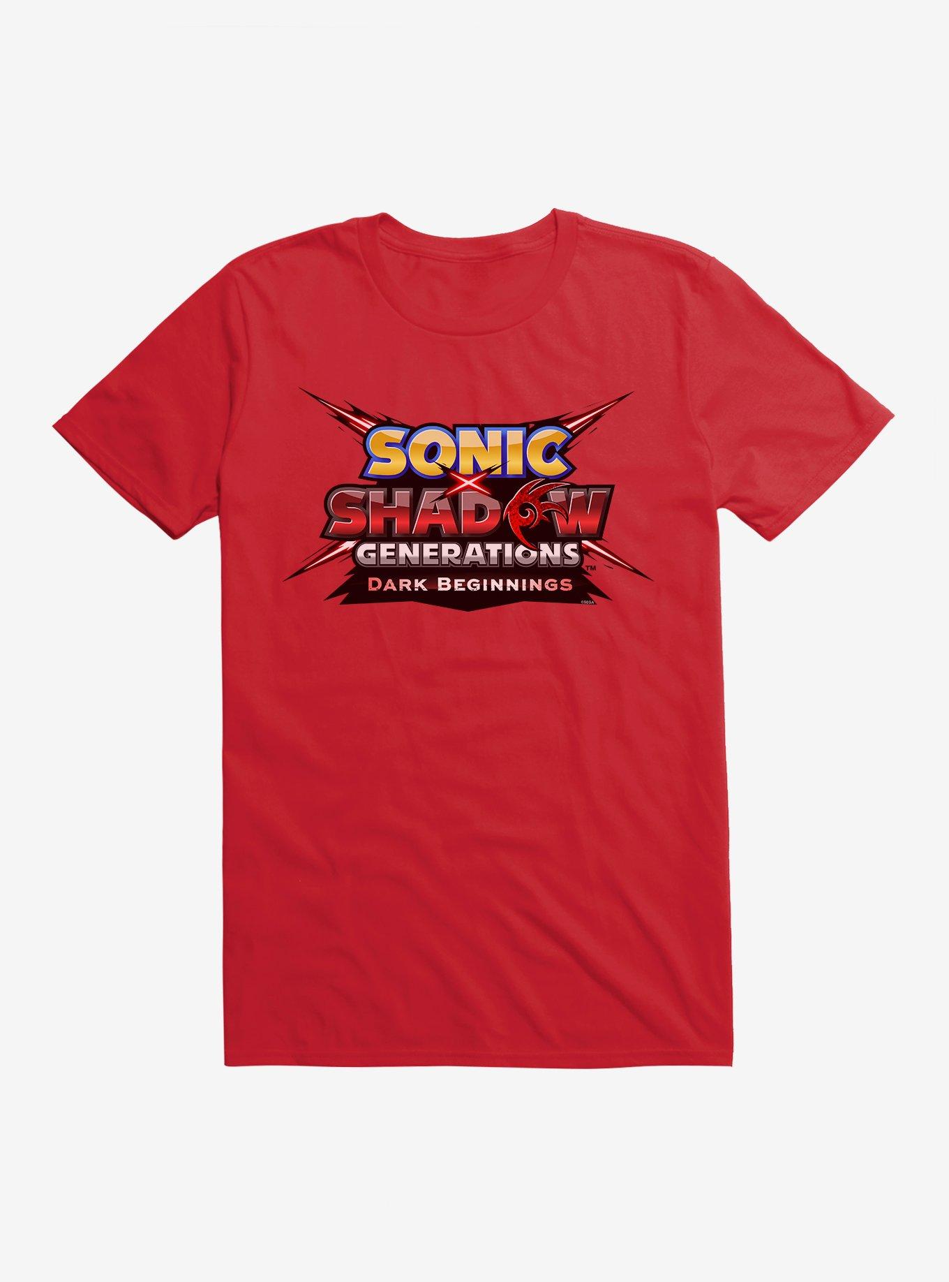 Sonic X Shadow Generations: Dark Beginnings Title Logo T-Shirt, RED, hi-res view 1