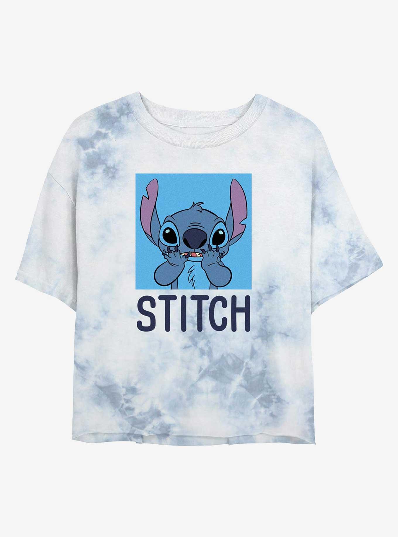 Disney Lilo & Stitch Bashful Stitch Girls Tie-Dye Crop T-Shirt, , hi-res