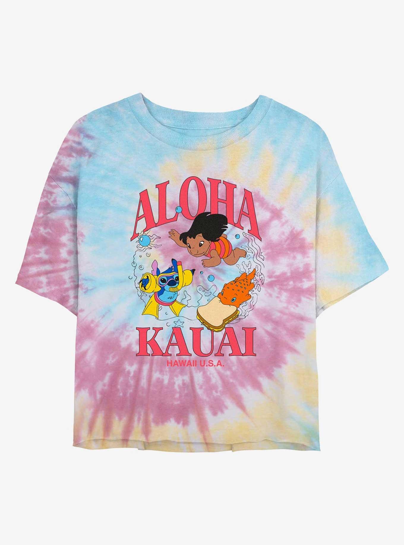 Disney Lilo & Stitch Aloha Kauai Girls Tie-Dye Crop T-Shirt, , hi-res