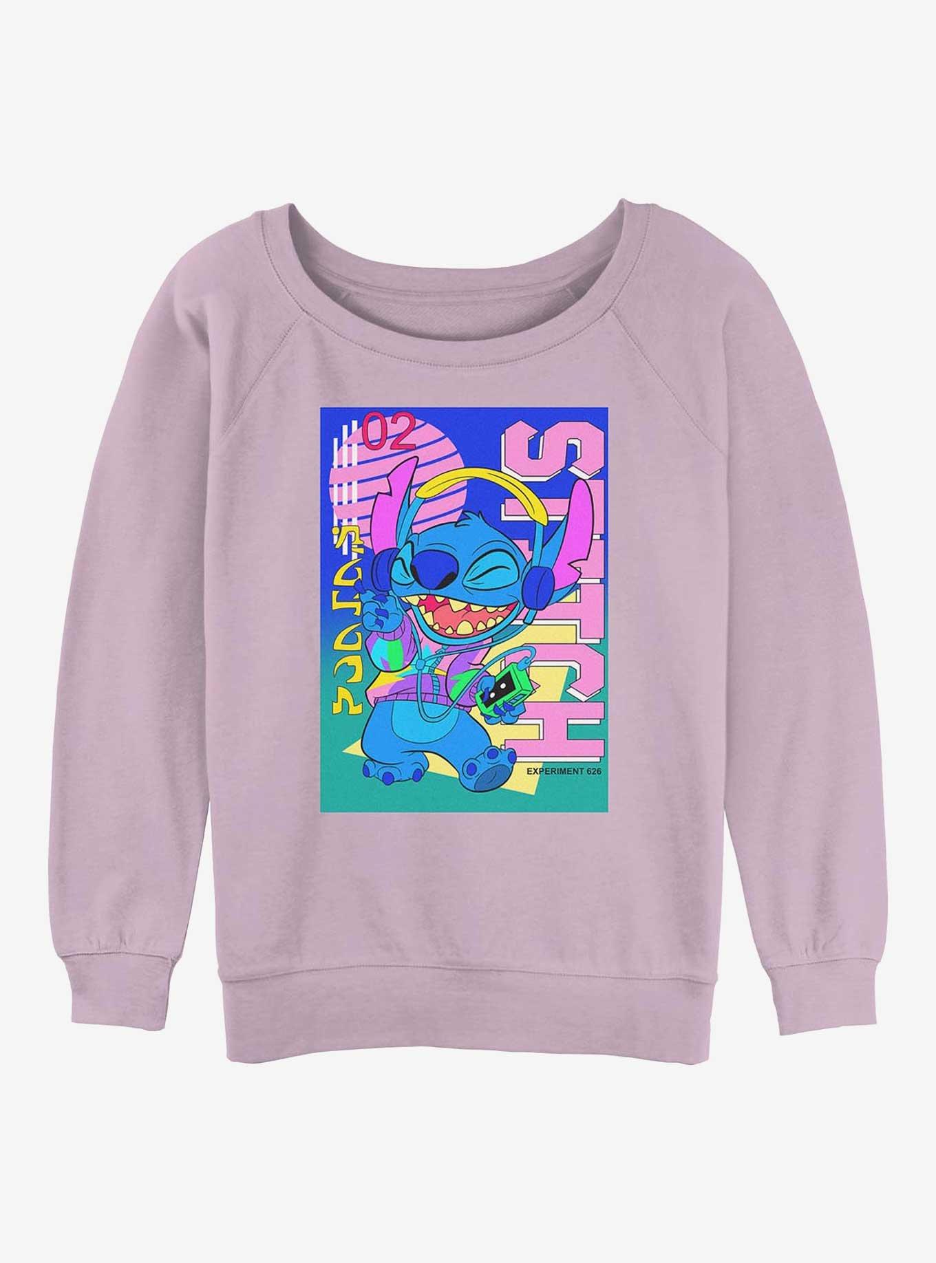 Disney Lilo & Stitch Retro Groovy Stitch Girls Slouchy Sweatshirt, LAVENDER, hi-res
