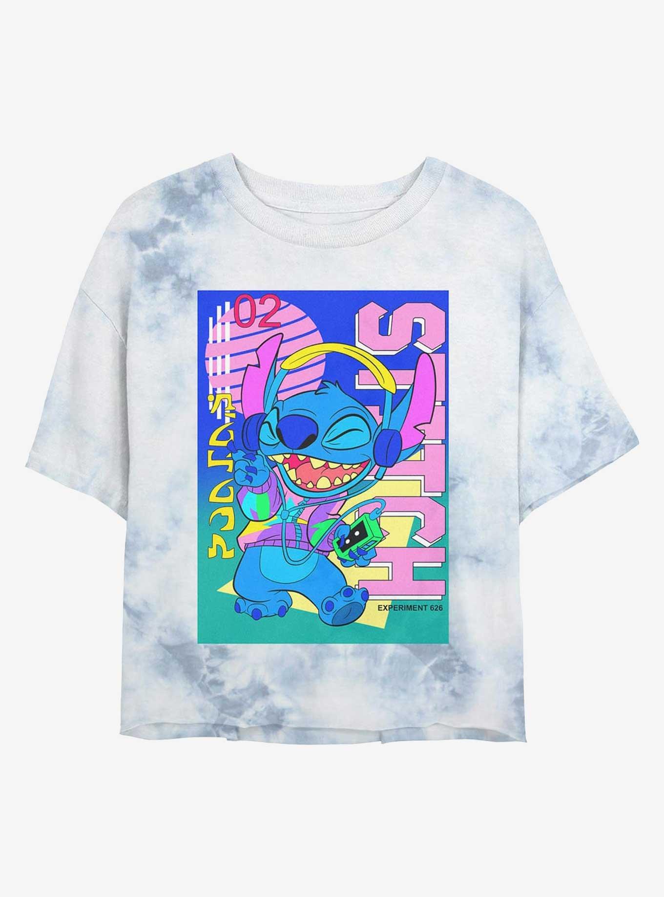 Disney Lilo & Stitch Retro Groovy Stitch Girls Tie-Dye Crop T-Shirt, , hi-res