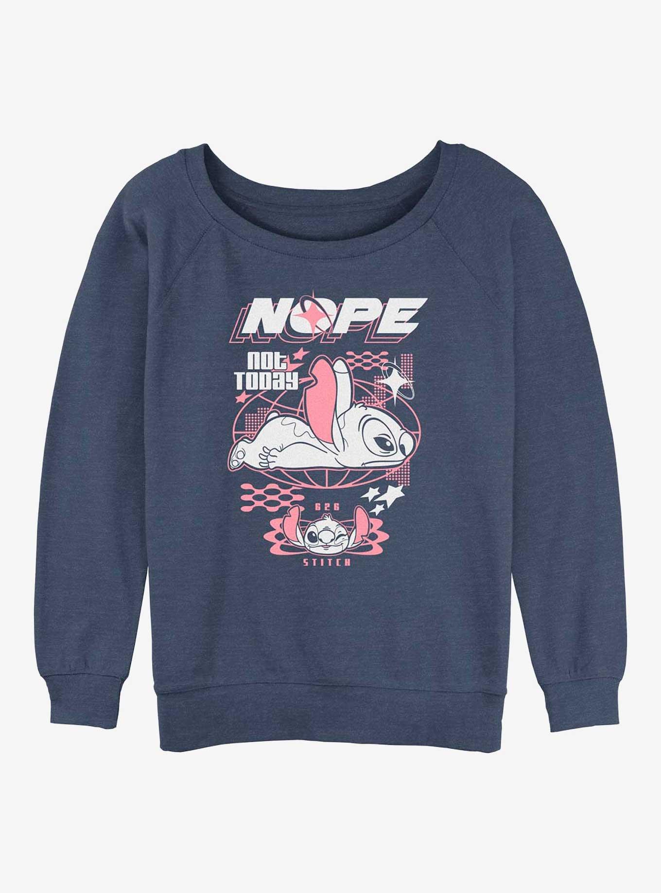 Disney Lilo & Stitch Nope Not Today 626 Girls Slouchy Sweatshirt, BLUEHTR, hi-res
