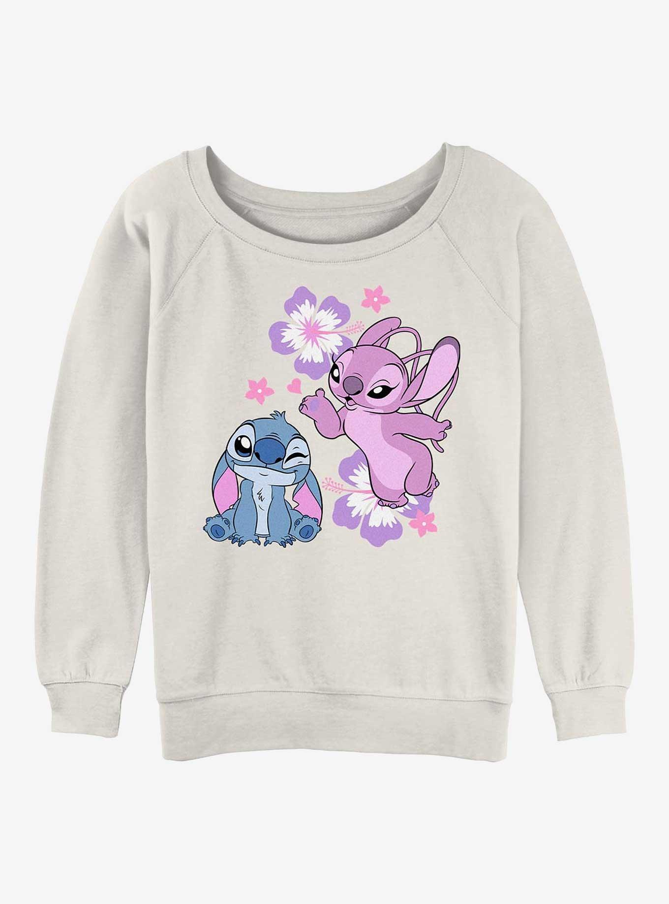 Disney Lilo & Stitch Angel Stitch Hibiscus Girls Slouchy Sweatshirt, , hi-res