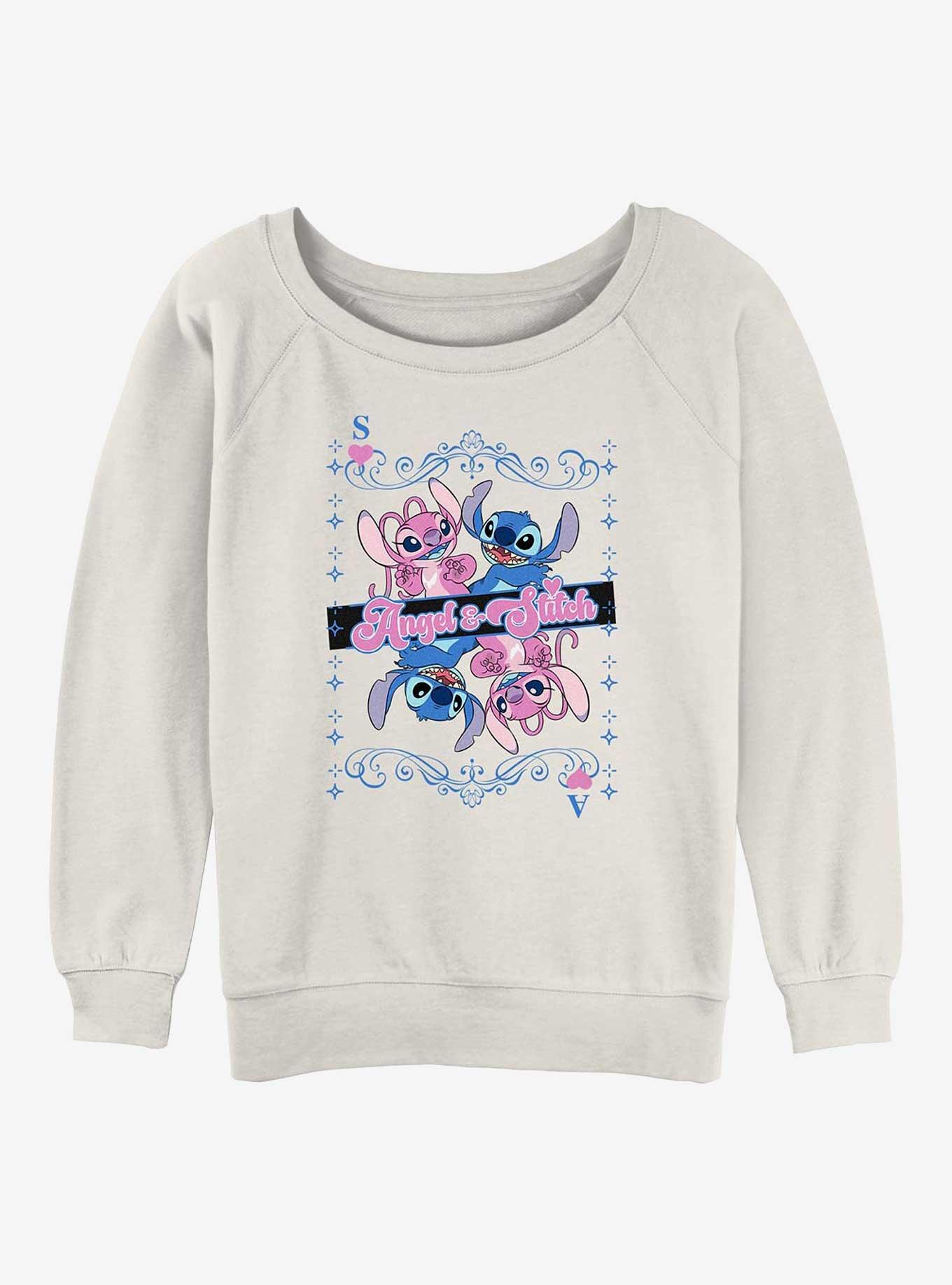 Disney Lilo & Stitch Angel And Stitch Card Girls Slouchy Sweatshirt, , hi-res