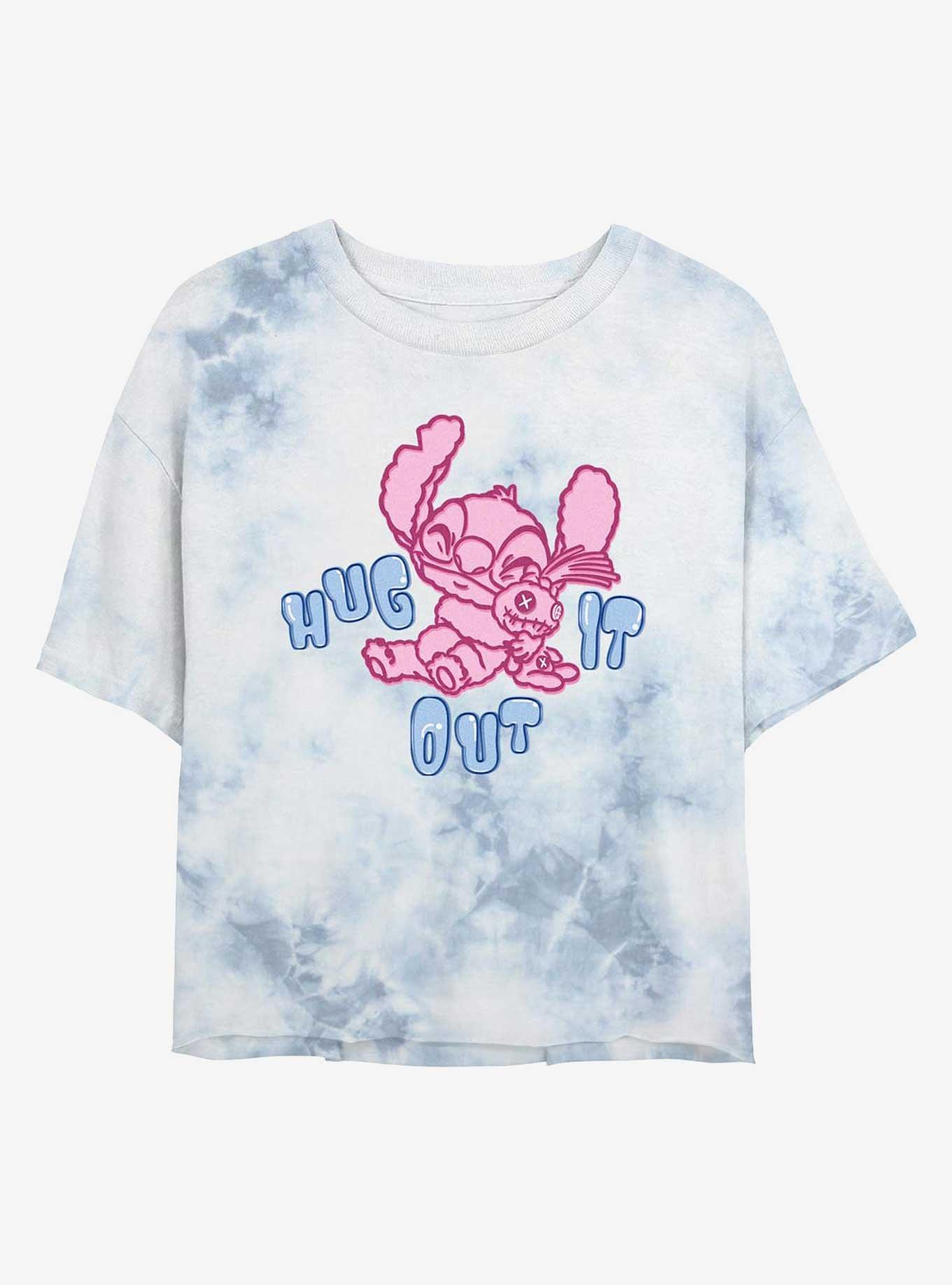 Disney Lilo & Stitch Hug It Out Girls Tie-Dye Crop T-Shirt, WHITEBLUE, hi-res