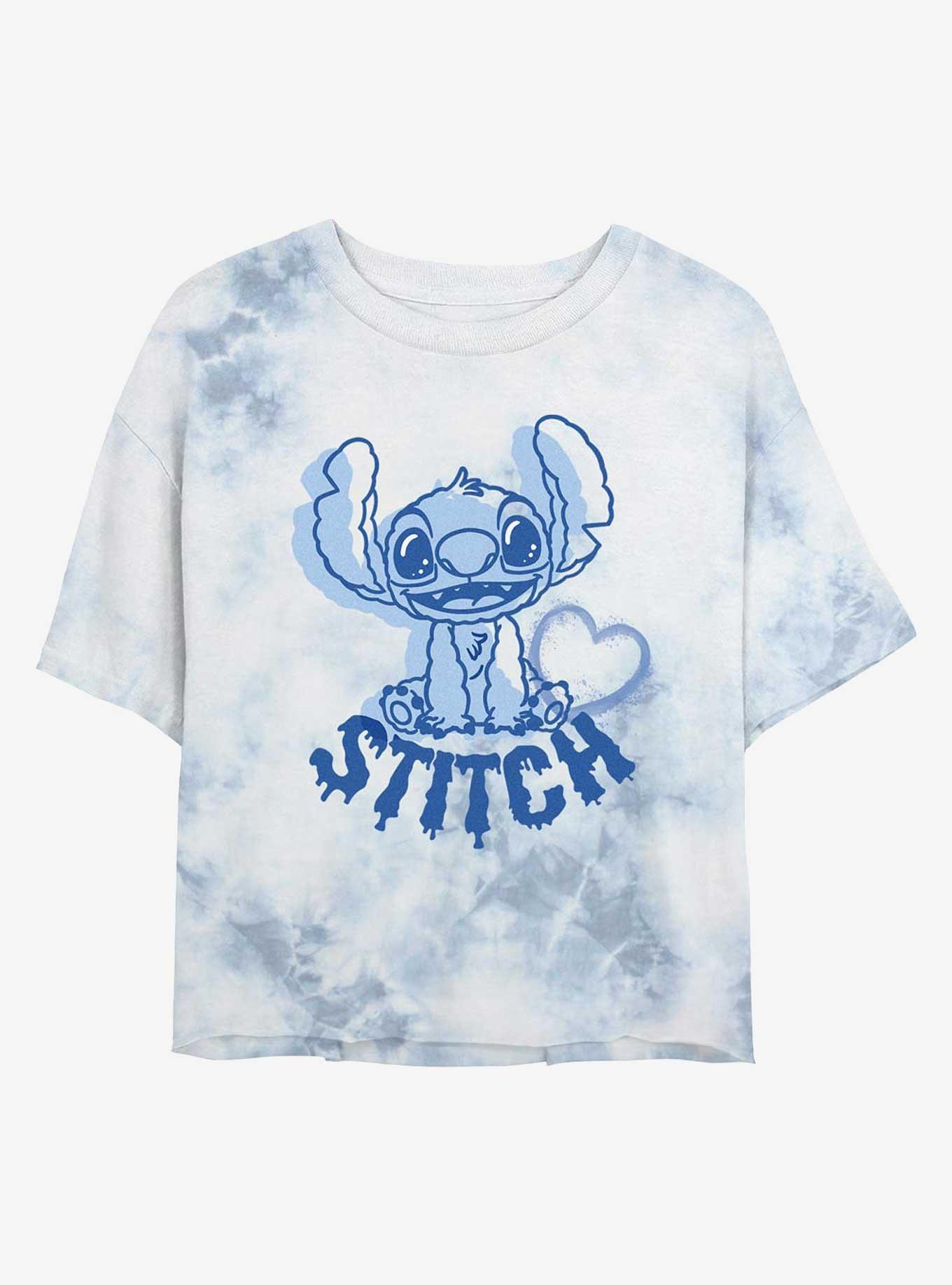 Disney Lilo & Stitch Heart Girls Tie-Dye Crop T-Shirt, WHITEBLUE, hi-res