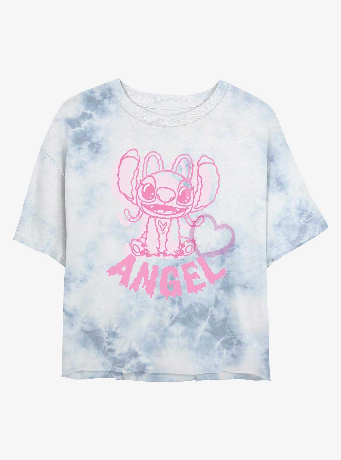 Disney Lilo & Stitch Angel Heart Girls Tie-Dye Crop T-Shirt, WHITEBLUE, hi-res