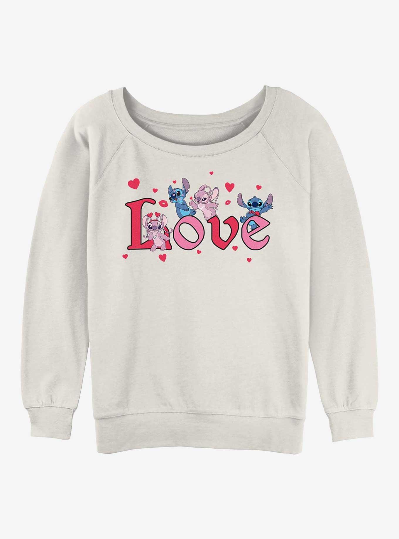 Disney Lilo & Stitch Angel Stitch In Love Girls Slouchy Sweatshirt, , hi-res