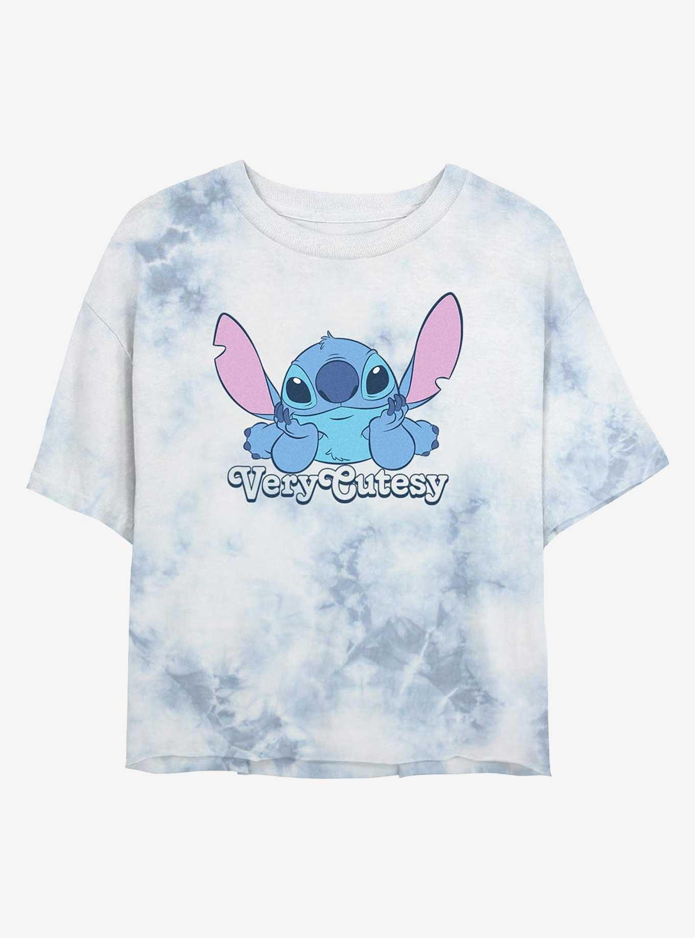 Disney Lilo & Stitch Cutesy Girls Tie-Dye Crop T-Shirt, WHITEBLUE, hi-res