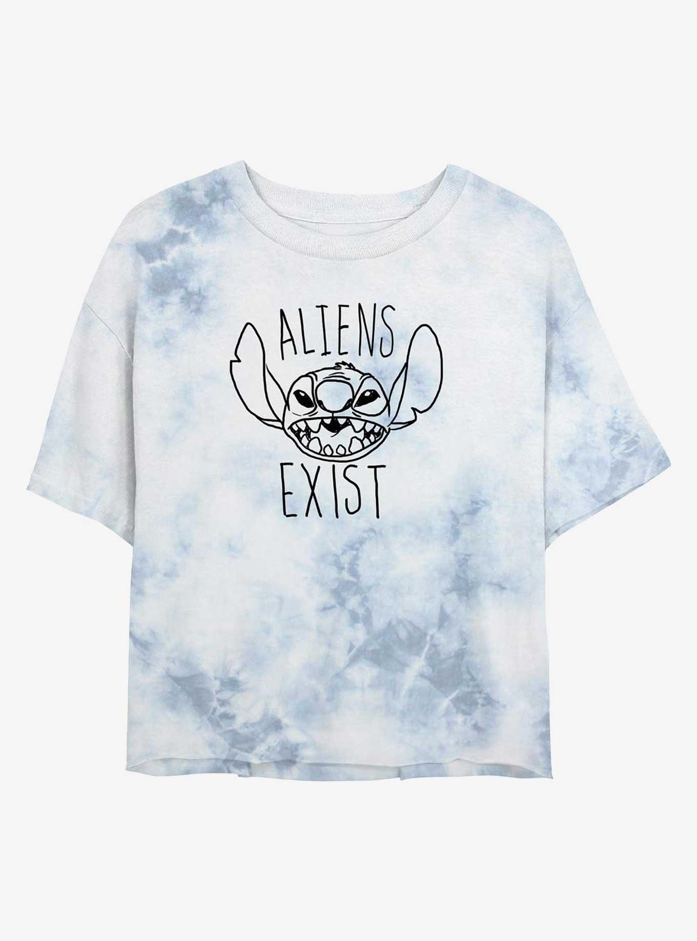 Disney Lilo & Stitch Aliens Exist Girls Tie-Dye Crop T-Shirt