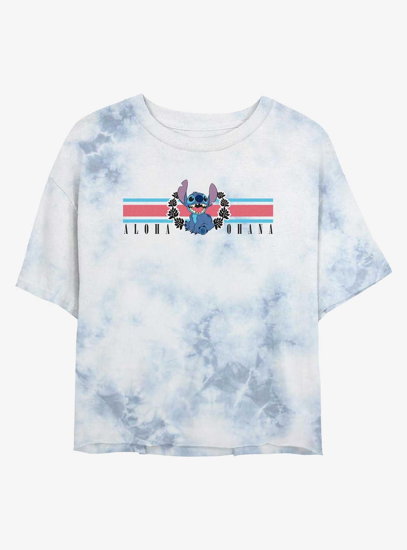 Disney Lilo & Stitch Collegiate Aloha Ohana Girls Tie-Dye Crop T-Shirt, , hi-res