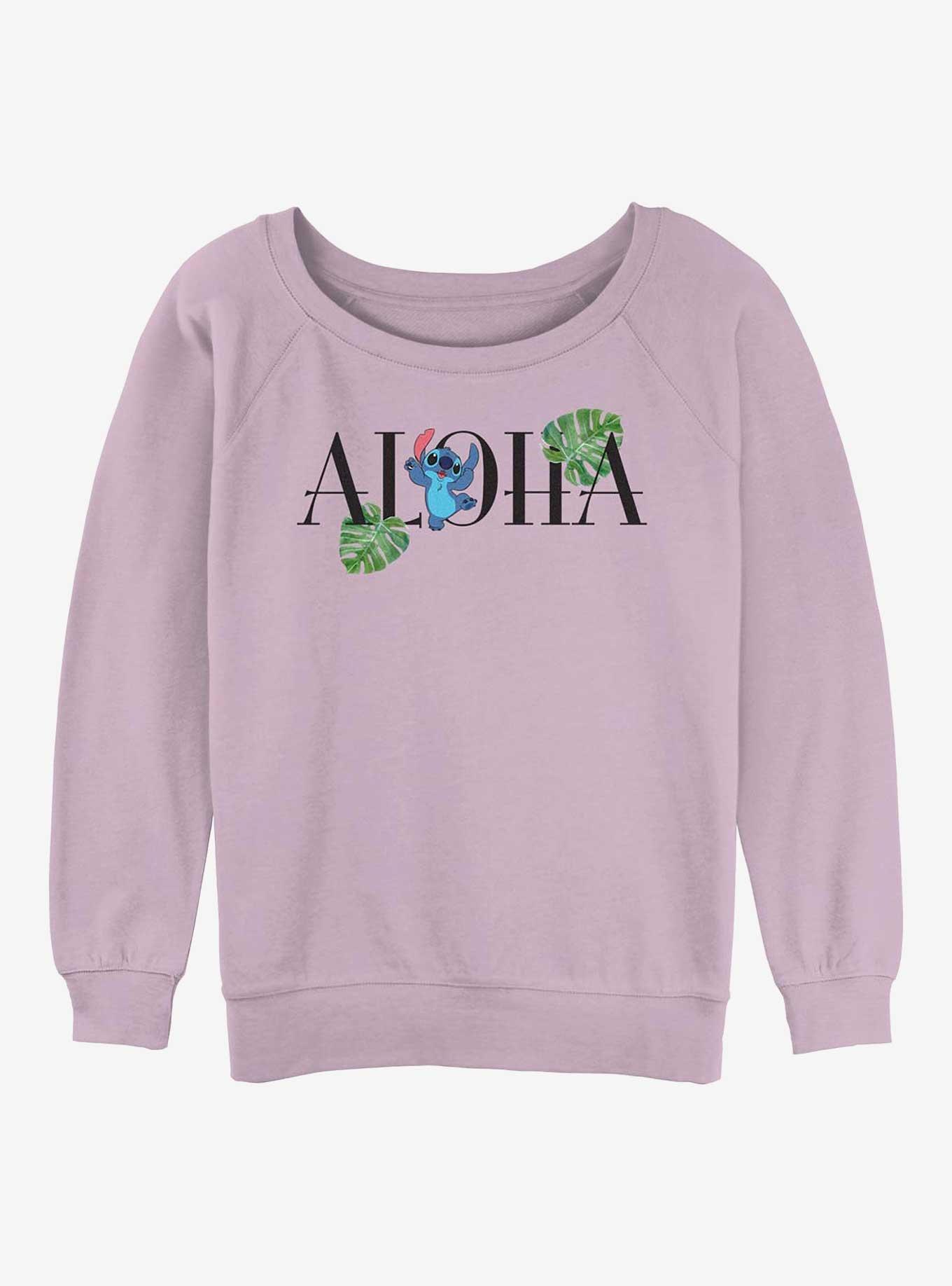 Disney Lilo & Stitch Aloha Leaves Girls Slouchy Sweatshirt, , hi-res