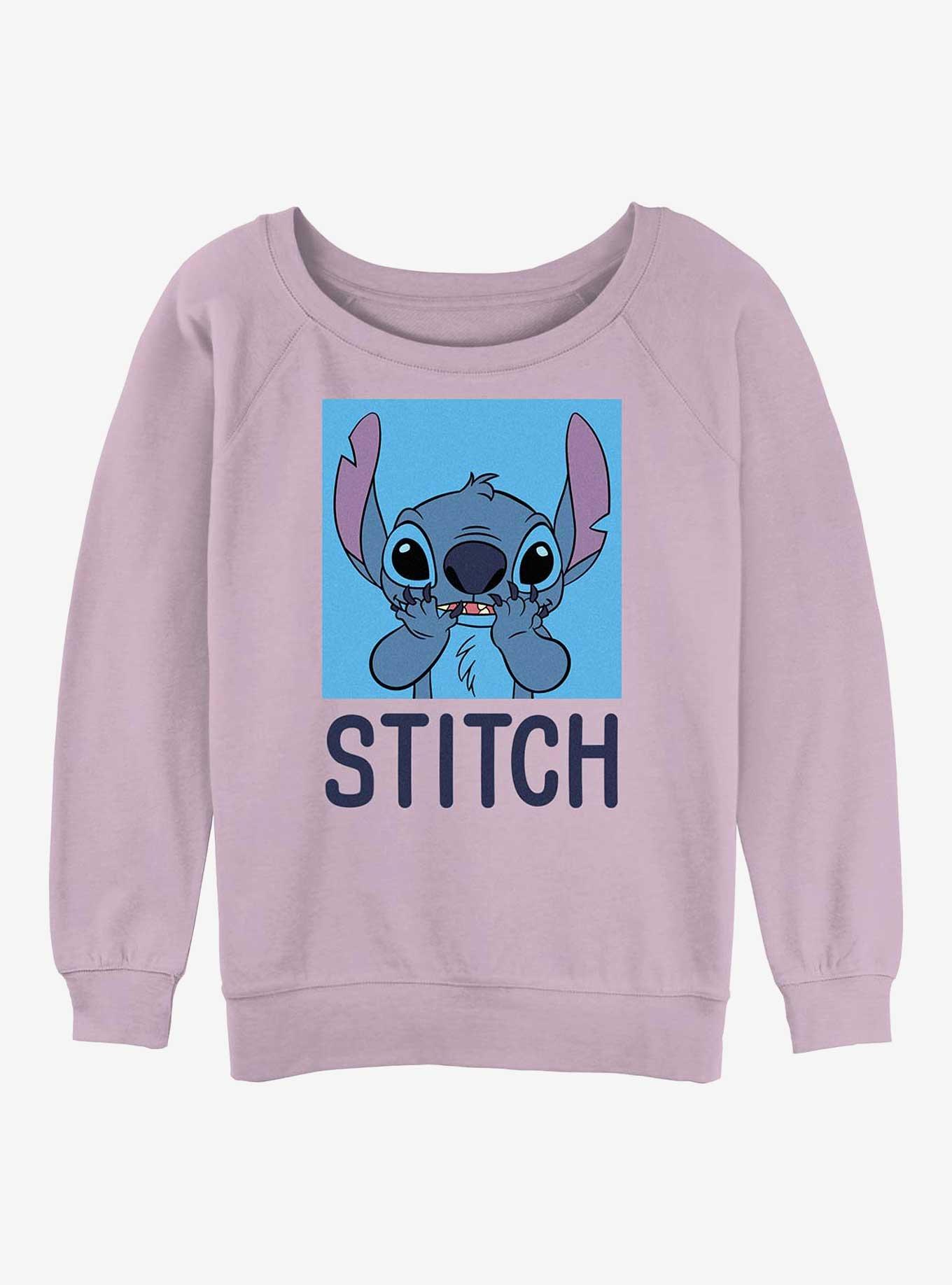 Disney Lilo & Stitch Bashful Stitch Girls Slouchy Sweatshirt, LAVENDER, hi-res