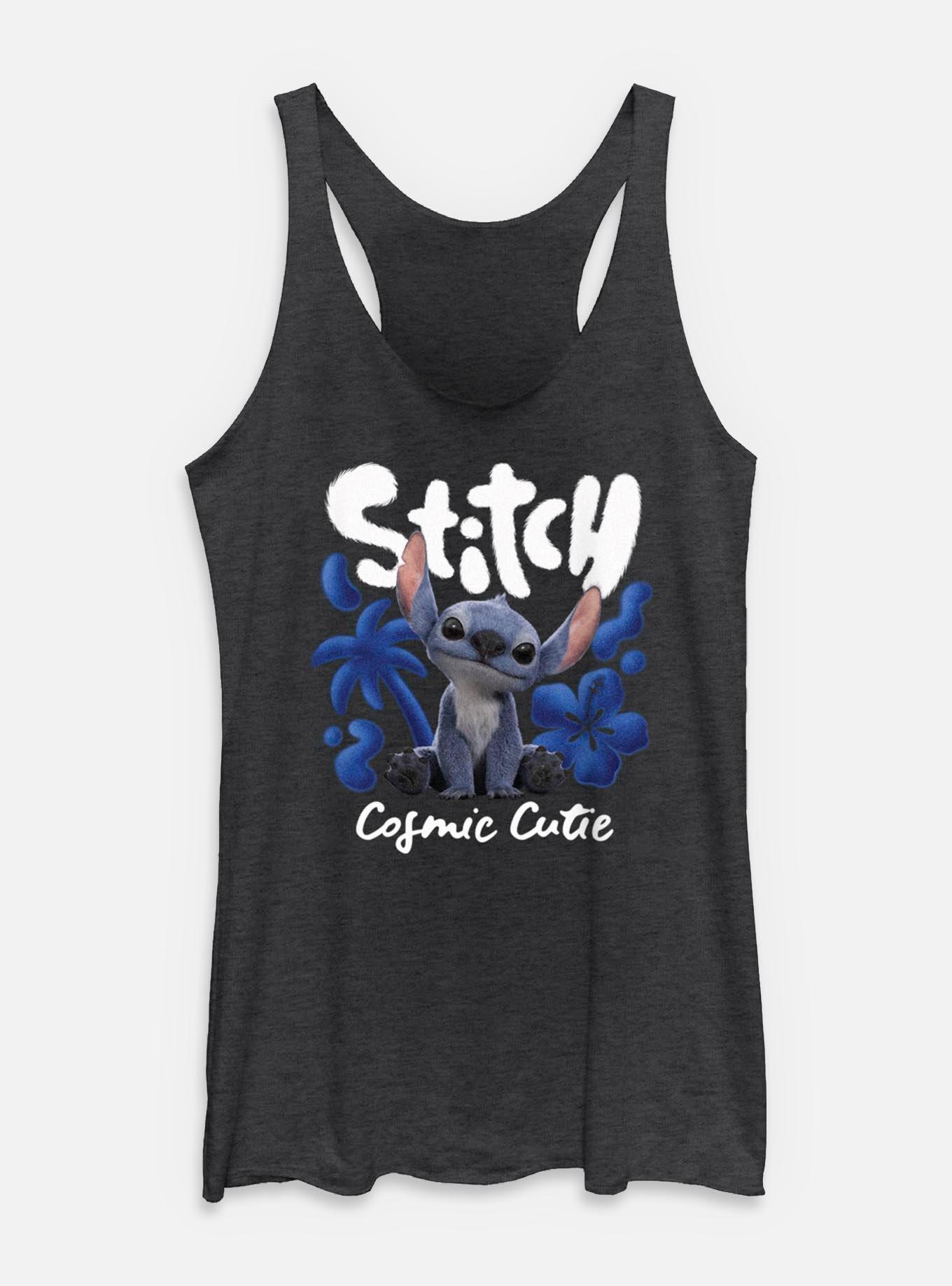 Disney Lilo & Stitch Live Action Cosmic Cutie Stitch Womens Tank Top, BLK HTR, hi-res