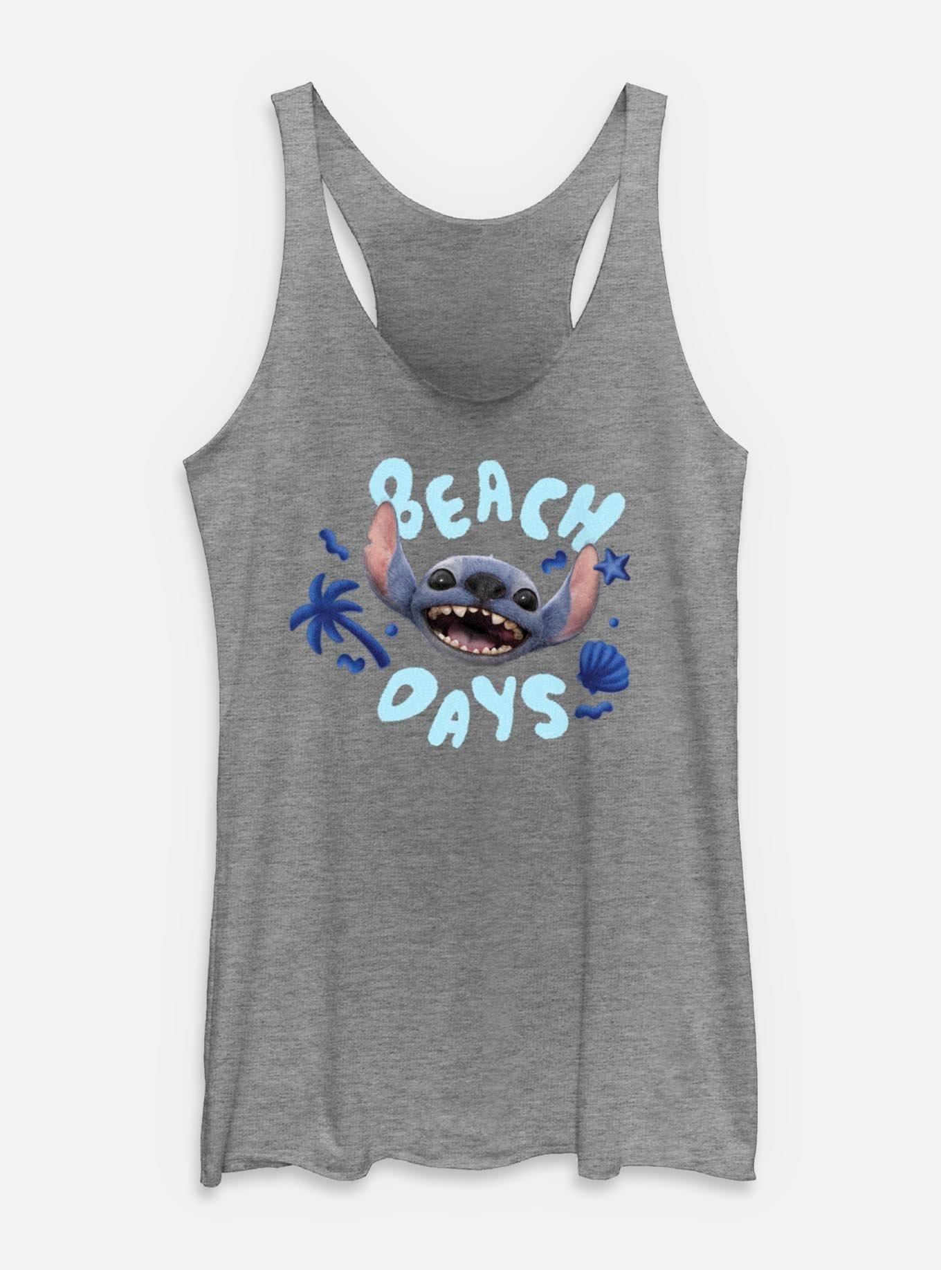 Disney Lilo & Stitch Live Action Beach Days Stitch Womens Tank Top, GRAY HTR, hi-res