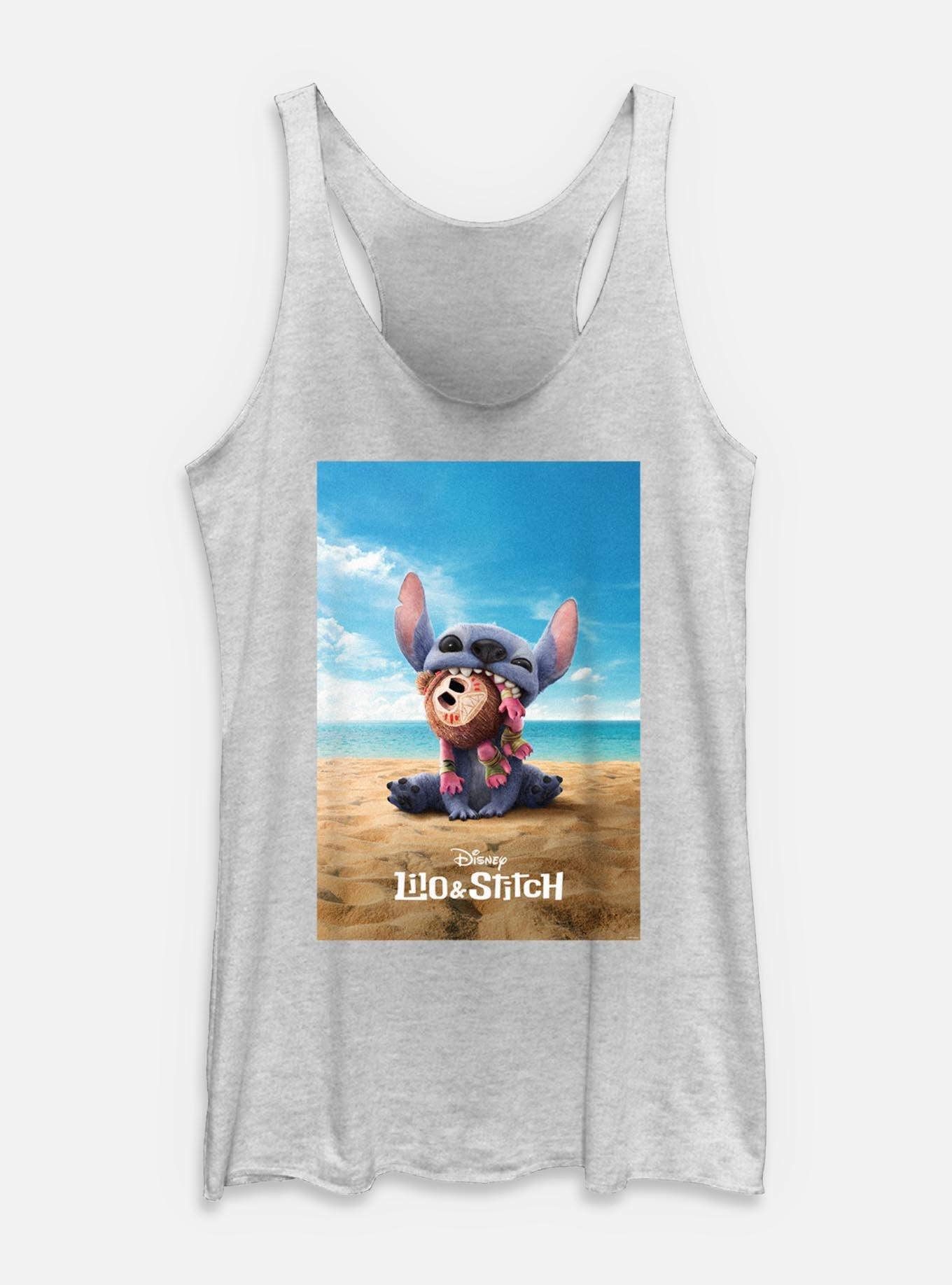Disney Lilo & Stitch Live Action Beach Poster Womens Tank Top, WHITE HTR, hi-res