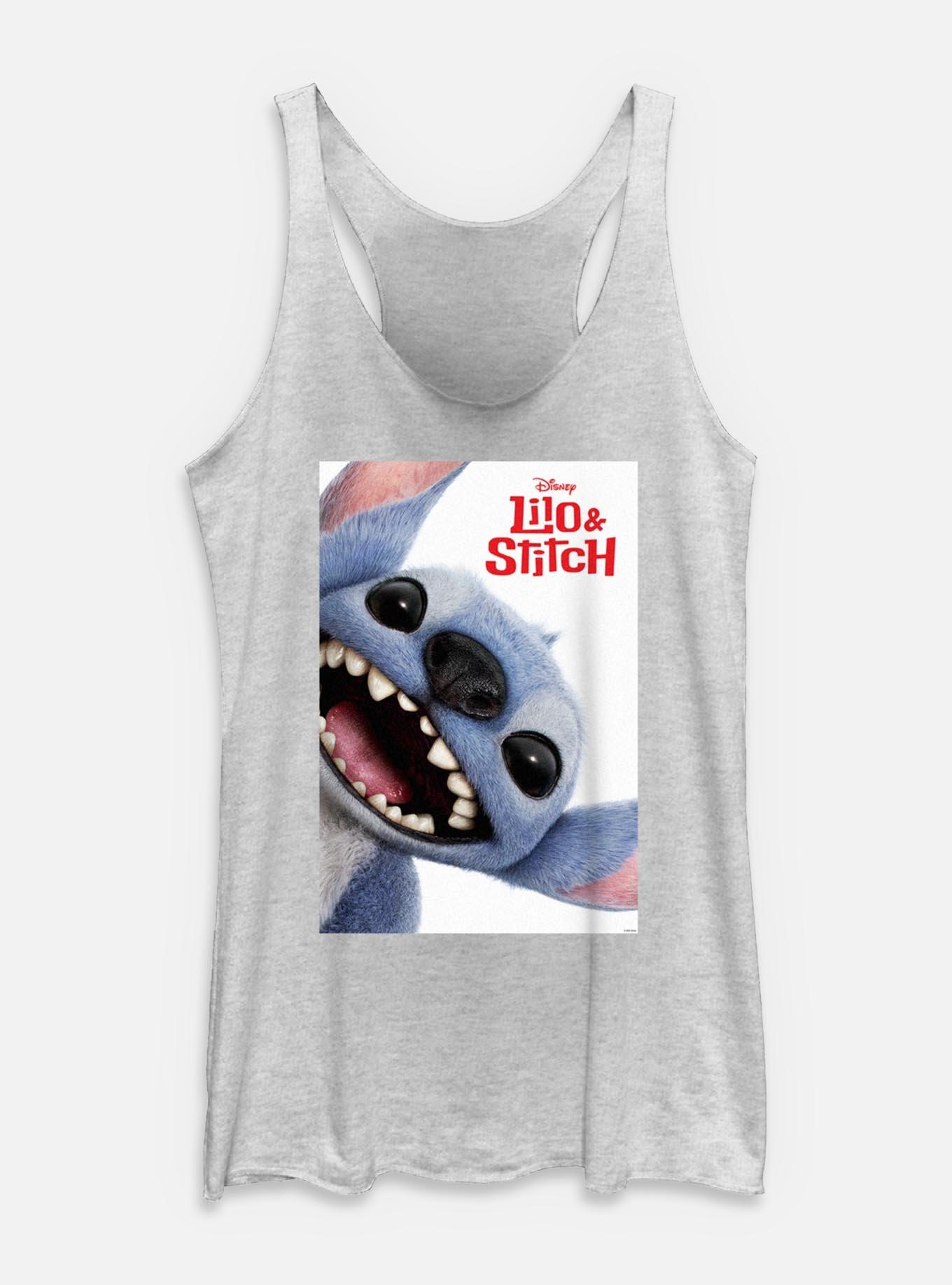 Disney Lilo & Stitch Live Action Stitch Face Poster Womens Tank Top, WHITE HTR, hi-res