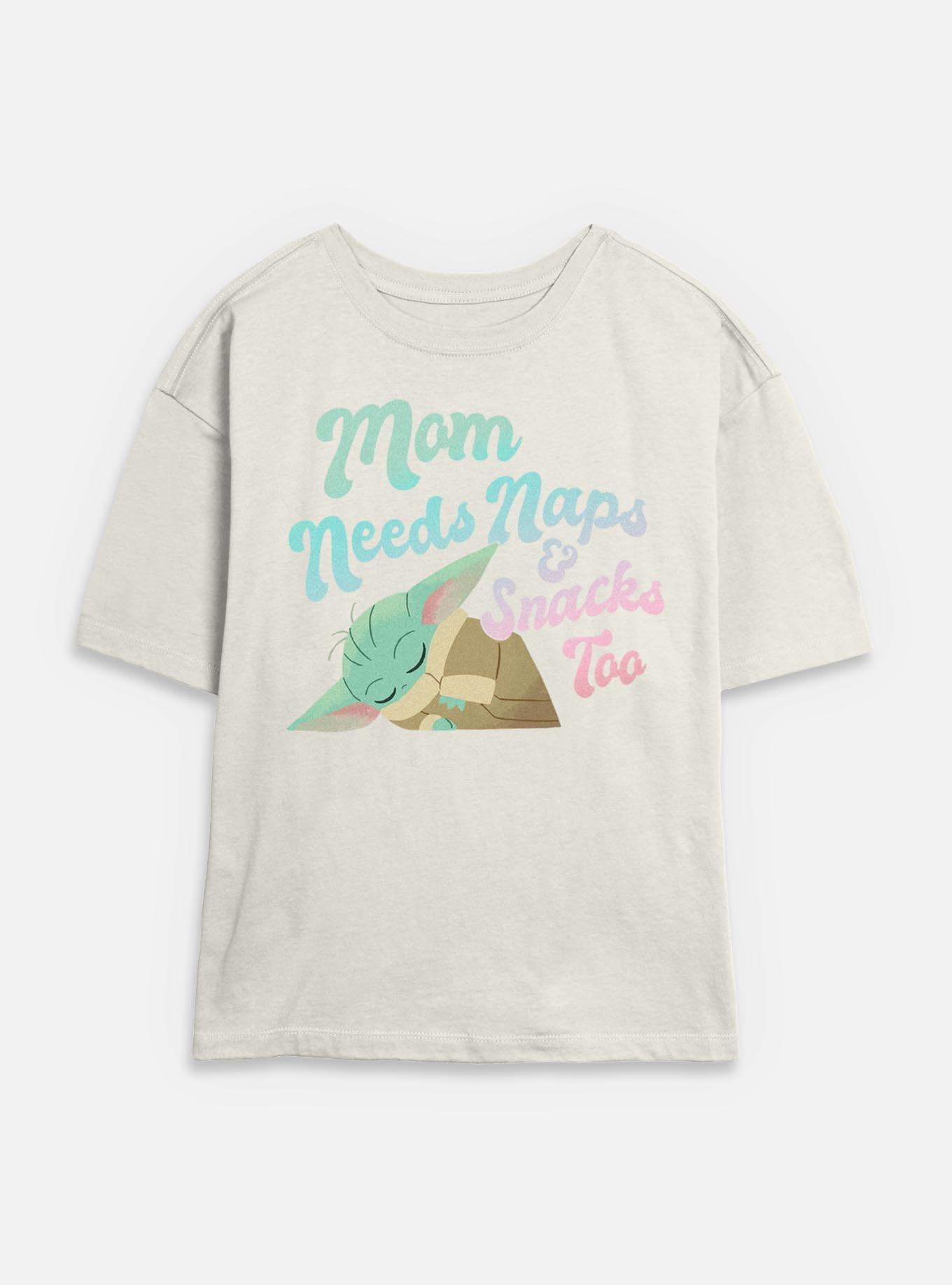 Star Wars The Mandalorian Mom Needs Naps And Snacks Too Womens Skimmer T-Shirt,New Products : American Fashion Style Bags On Sale