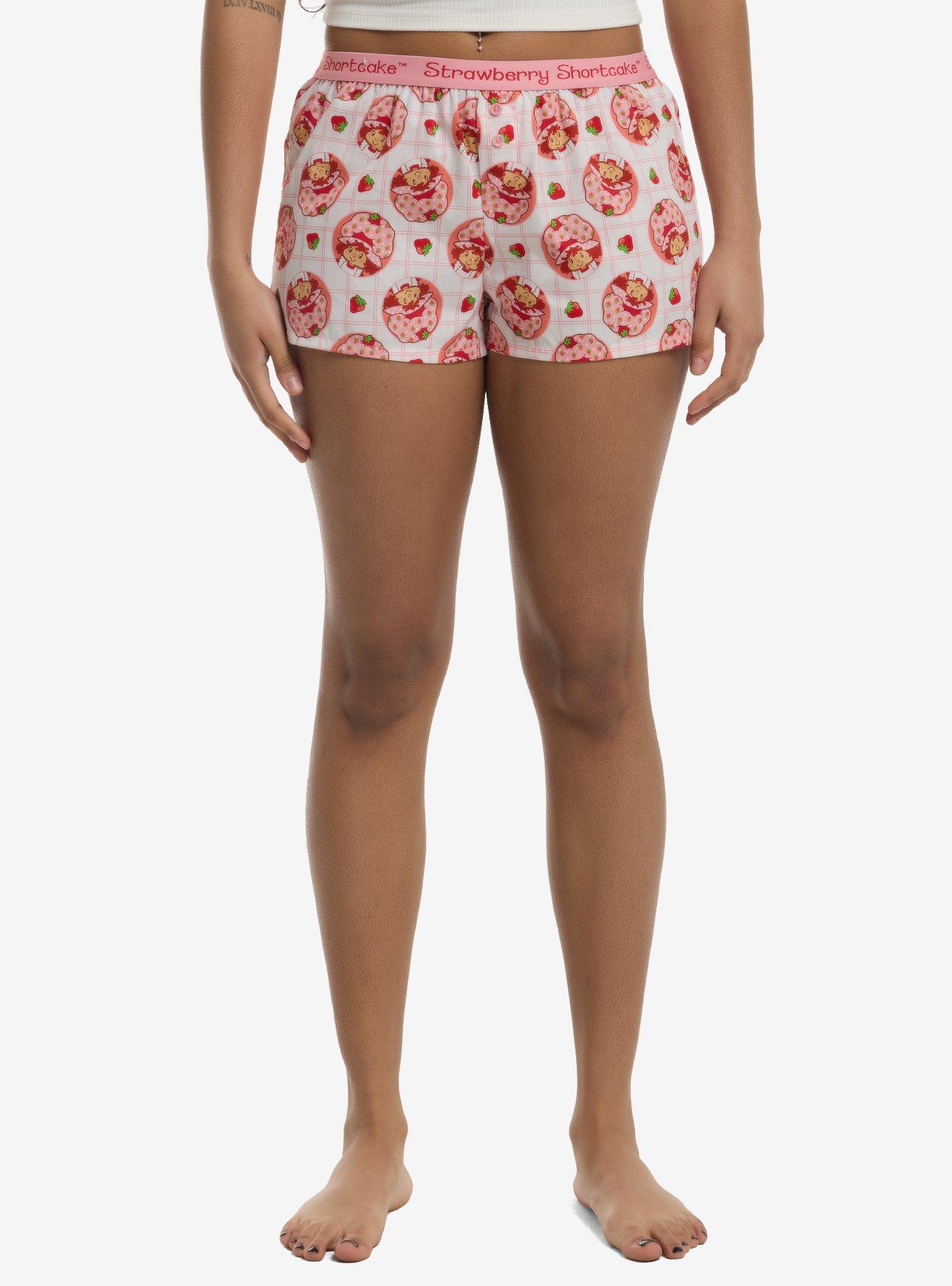 Strawberry Shortcake Plaid Girls Boxer Lounge Shorts, , hi-res