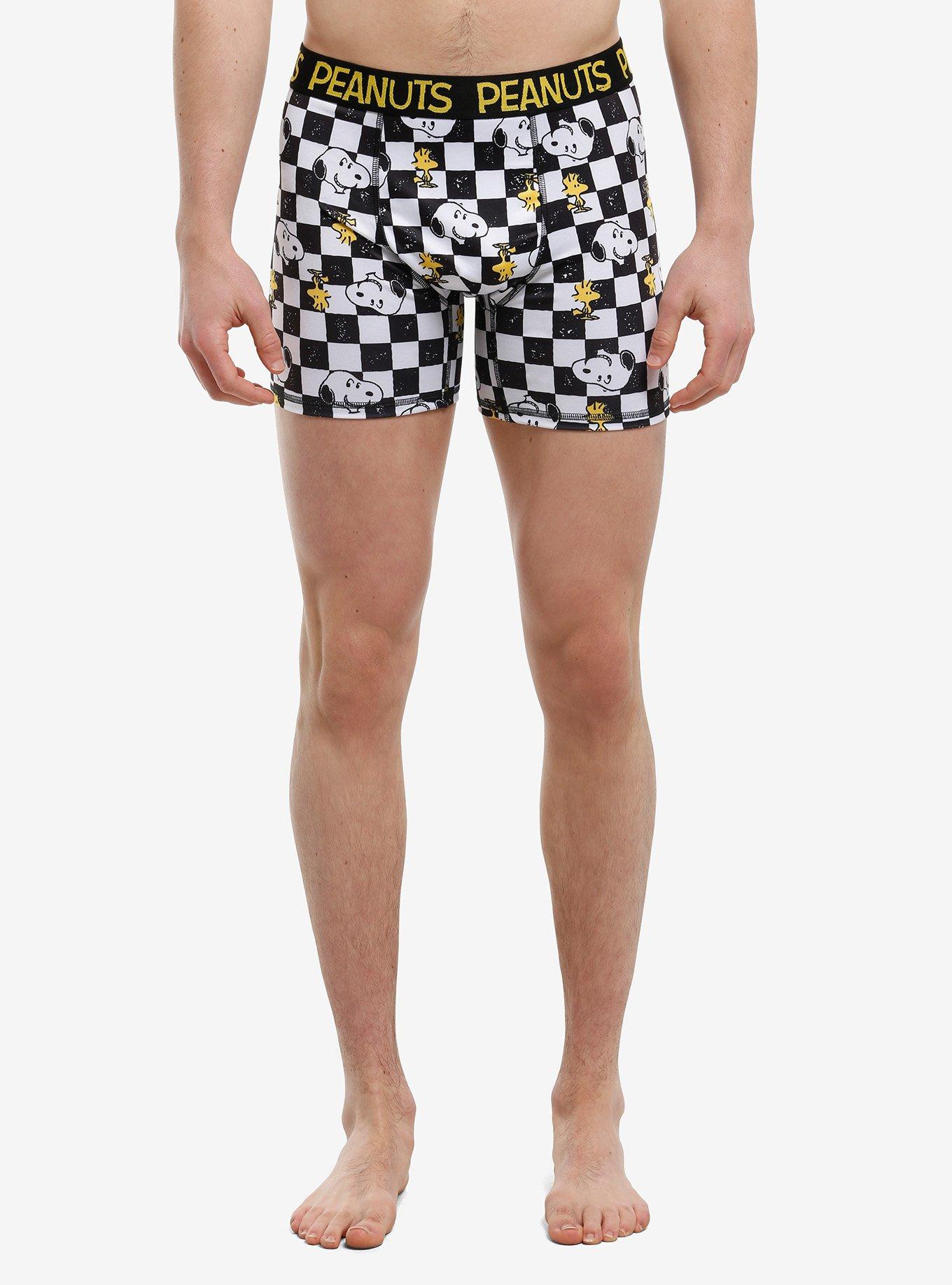 Peanuts Snoopy & Woodstock Checkered Boxer Briefs | Hot Topic