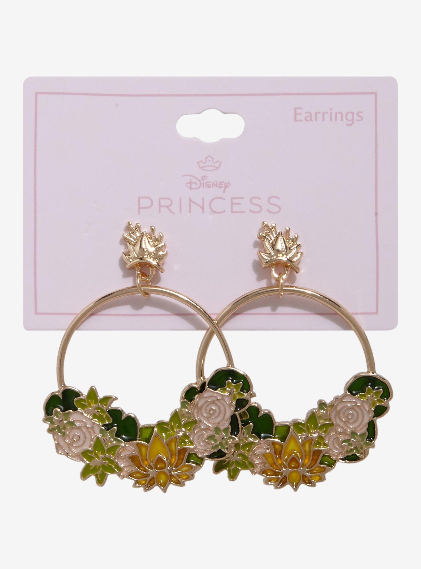 Disney The Princess and the Frog Tiana Floral Hoop Earrings – BoxLunch Exclusive, , hi-res