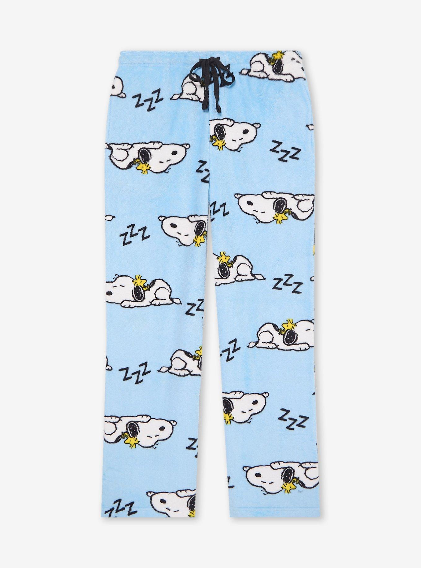 Peanuts Snoopy Snoozing Allover Print Plush Sleep Pants - BoxLunch Exclusive, , hi-res