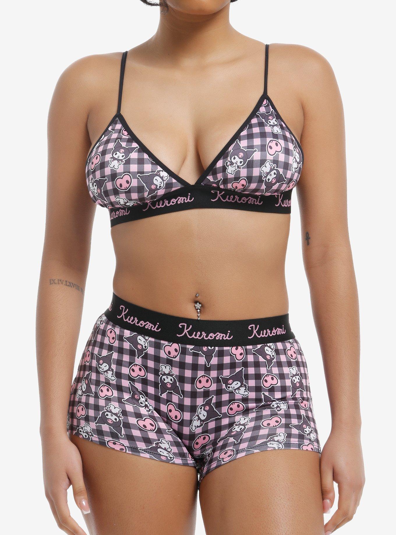 Kuromi Gingham Bra & Boyshort Panty Set | Hot Topic