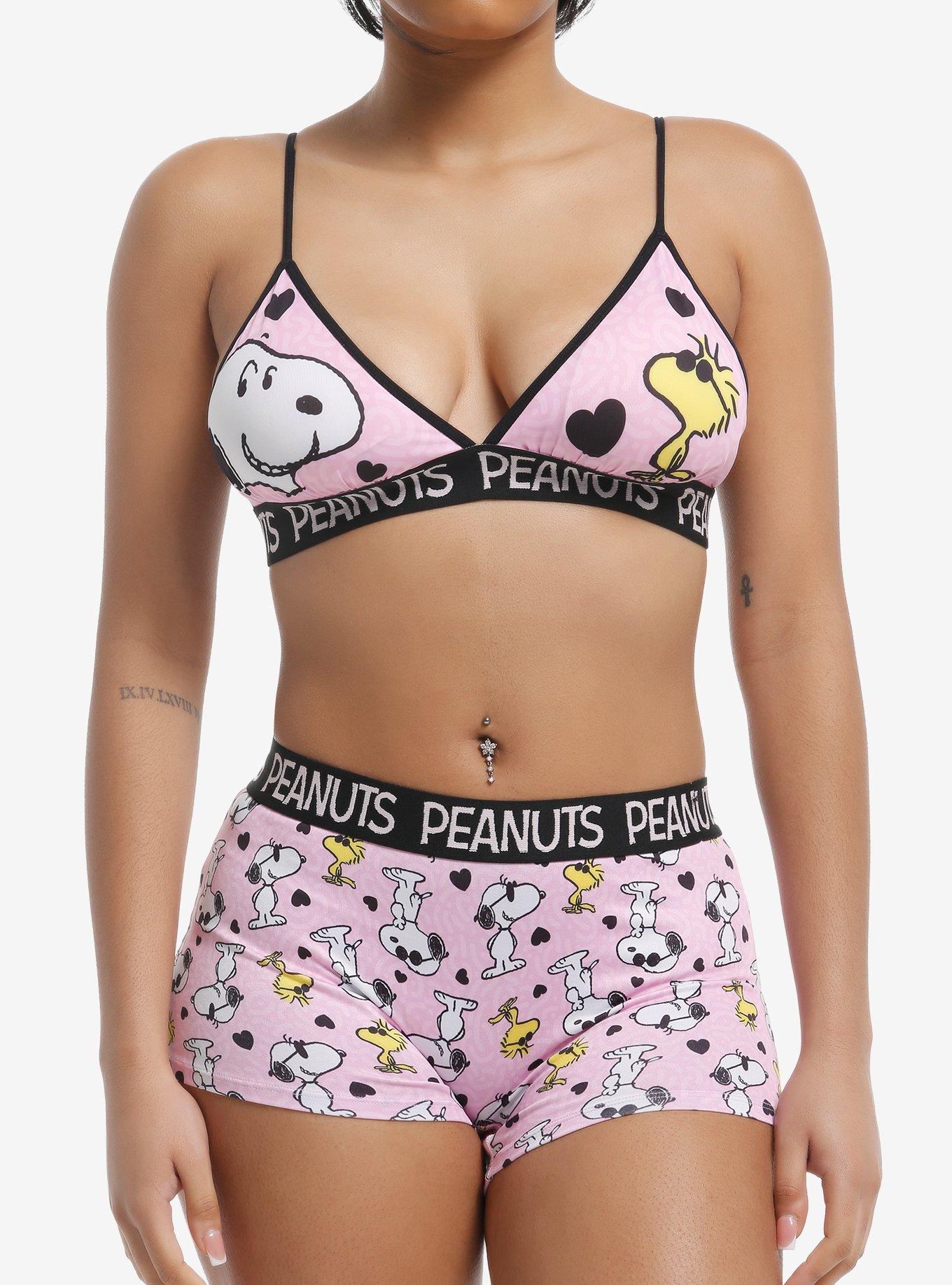 Peanuts Snoopy & Woodstock Hearts Bra & Boyshort Panty Set, , hi-res