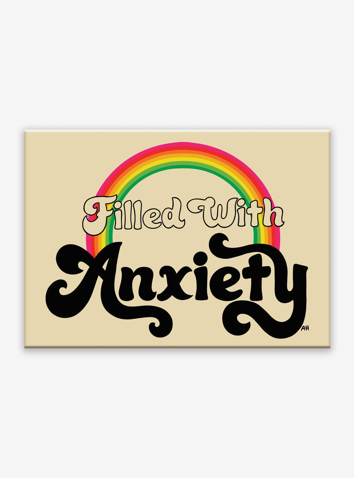 Filled With Anxiety Rainbow Rectangle Flat Magnet, , hi-res