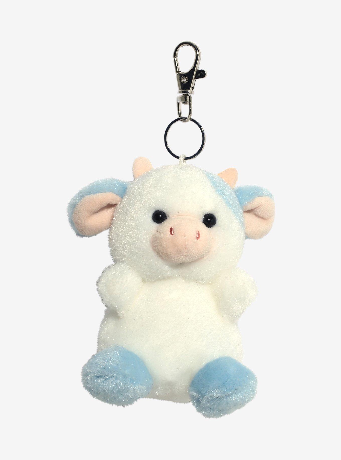 Aurora Palm Pals Blueberry Cow Plush Key Chain, , hi-res