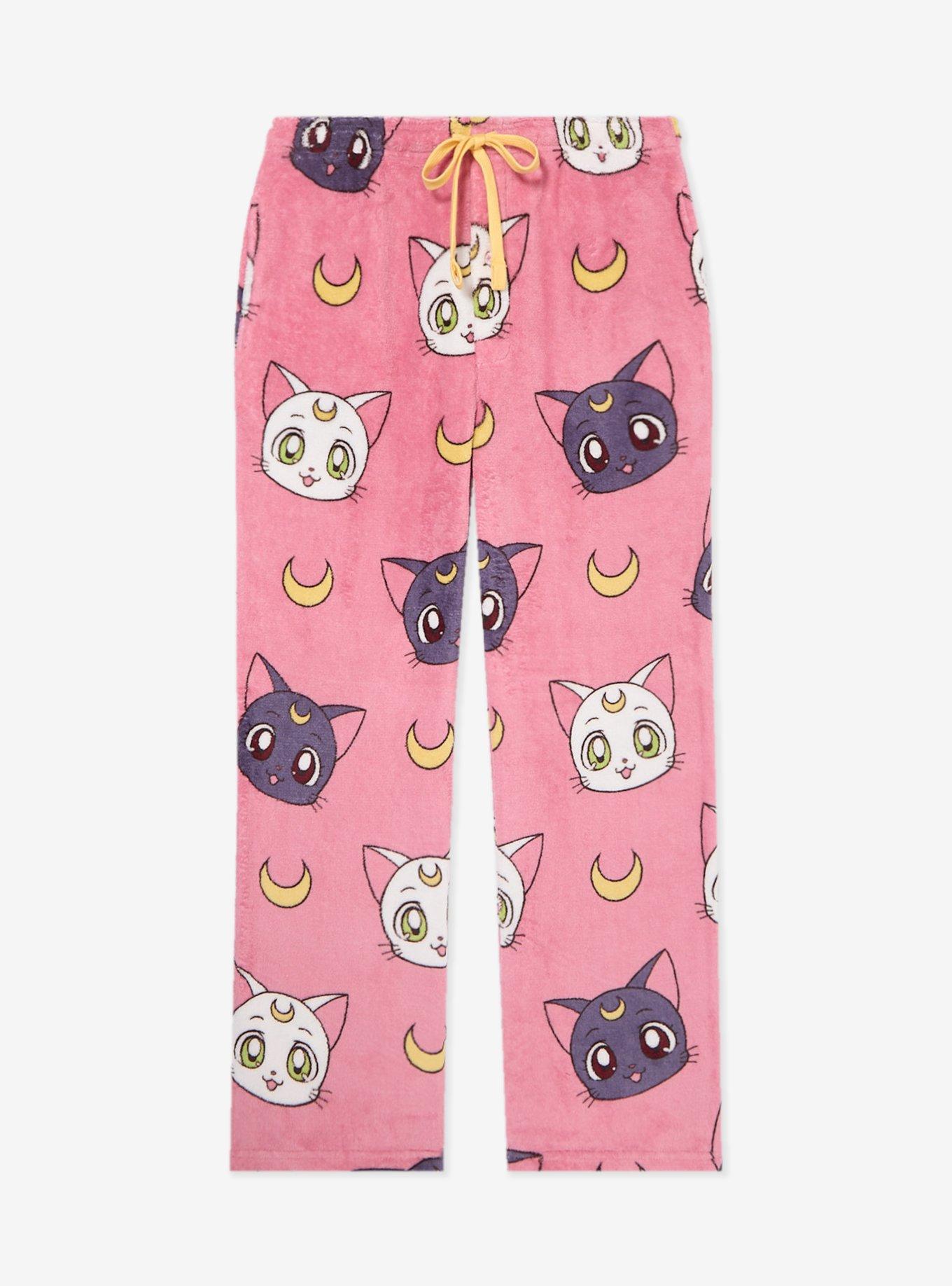 Sailor Moon Luna & Artemis Allover Print Plush Sleep Pants - BoxLunch Exclusive, , hi-res