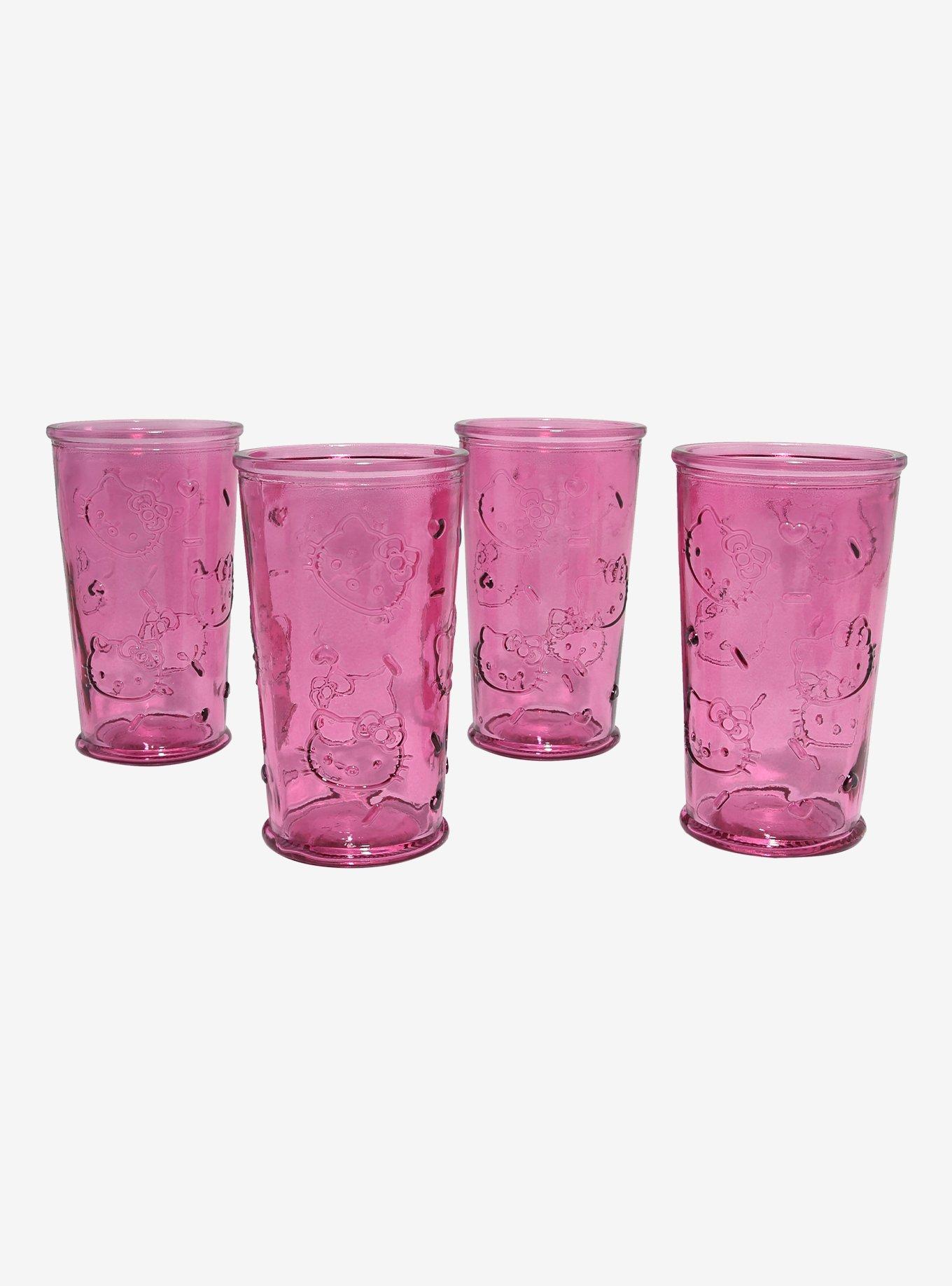 Sanrio Hello Kitty Embossed Pink Glass Set, , hi-res