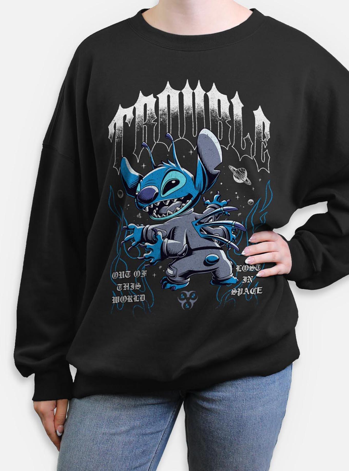 Disney Lilo & Stitch Cosmic Trouble Womens Oversized Sweatshirt BoxLunch Exclusive, , hi-res