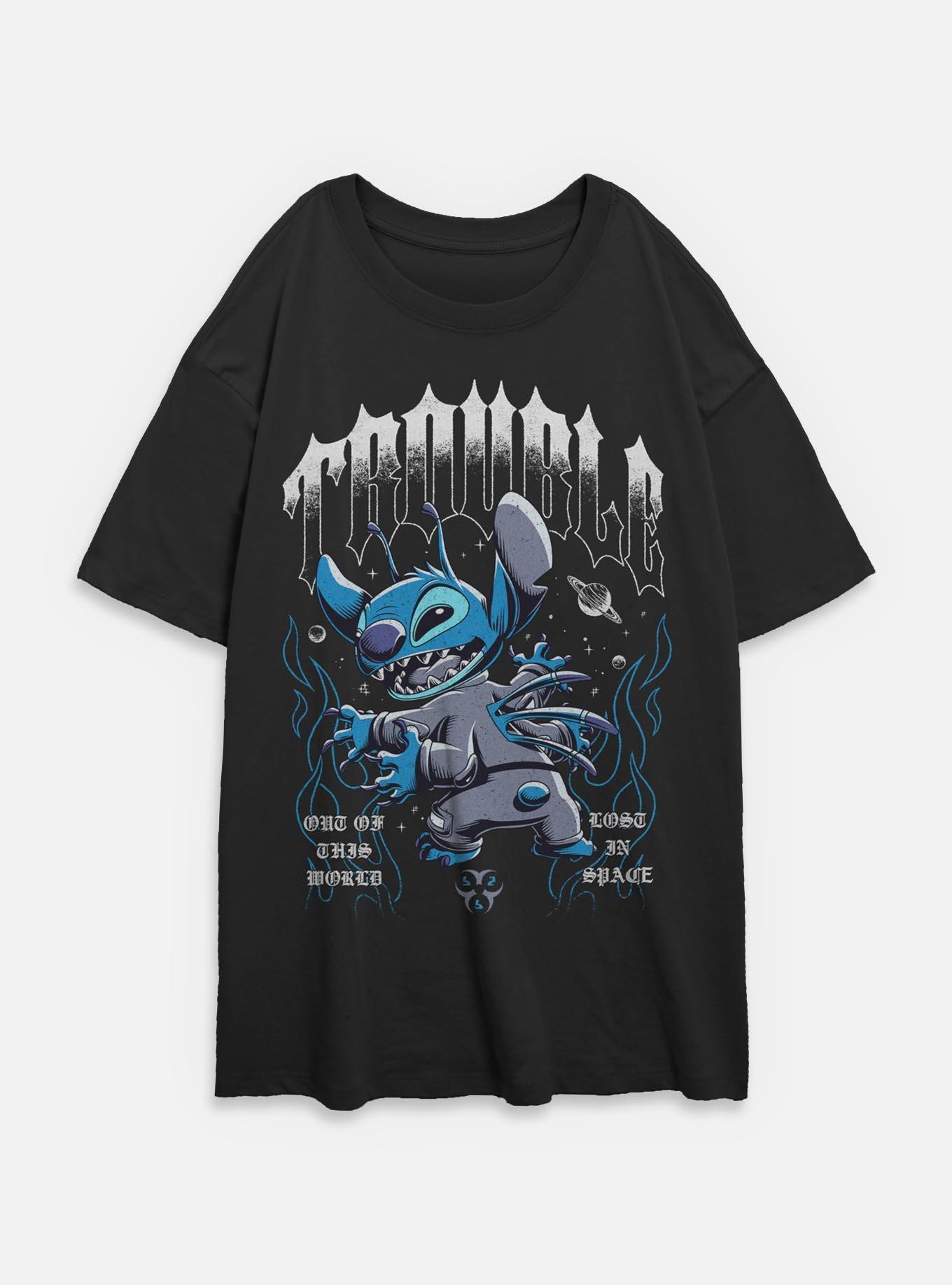 Disney Lilo & Stitch Cosmic Trouble Womens Oversized T-Shirt BoxLunch Exclusive, , hi-res