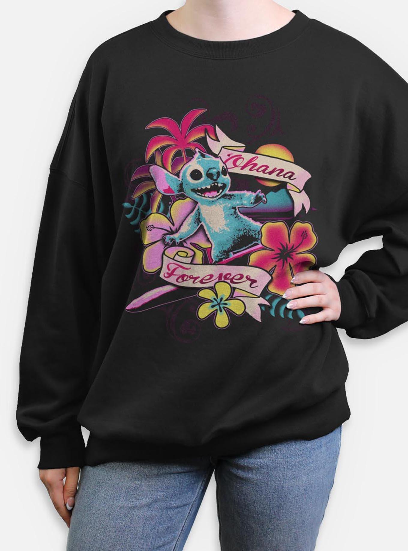 Disney Lilo & Stitch Surf Ohana Forever Womens Oversized Sweatshirt BoxLunch Exclusive, , hi-res