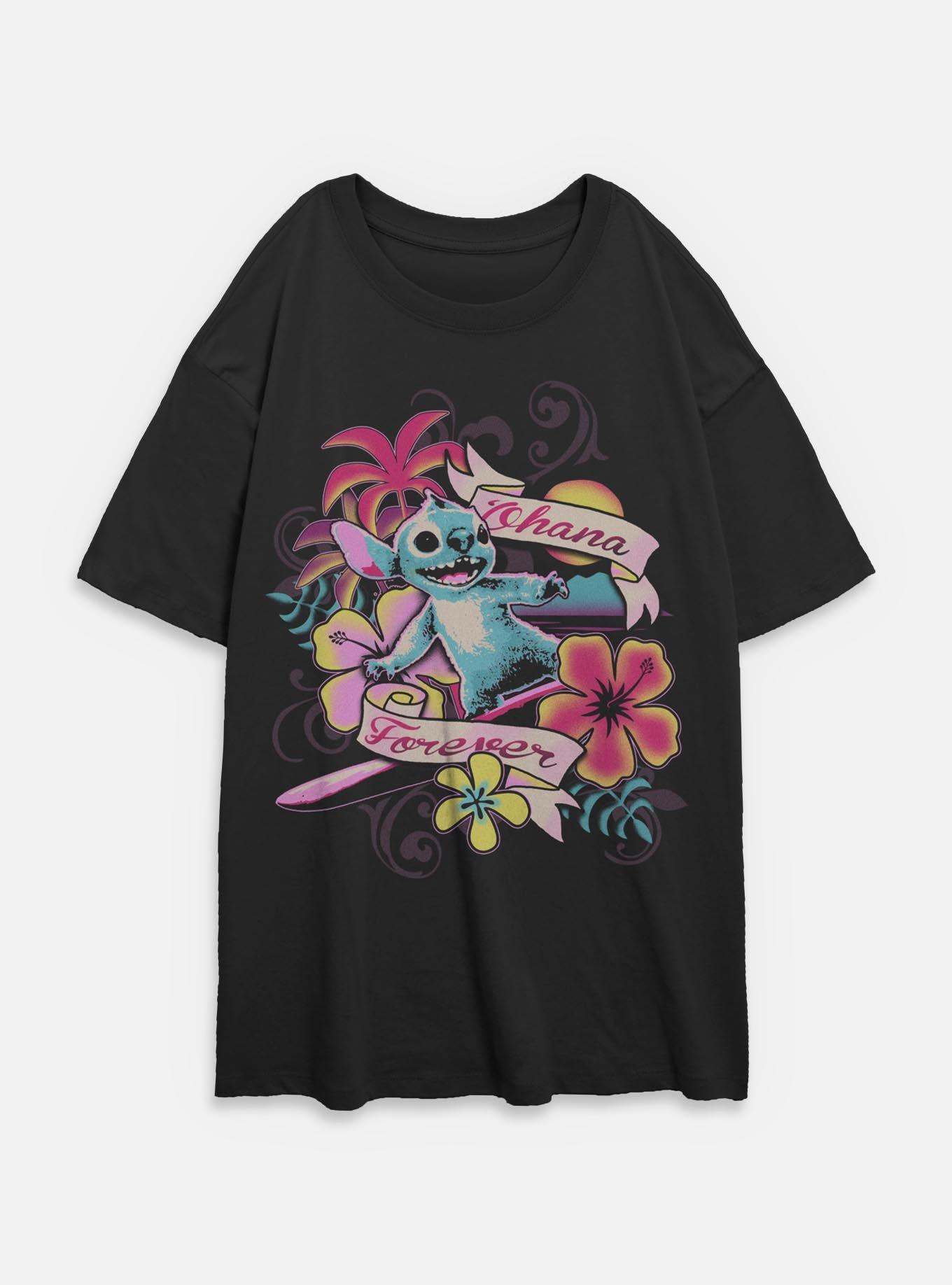 Disney Lilo & Stitch Surf Ohana Forever Womens Oversized T-Shirt BoxLunch Web Exclusive,New Products : American Fashion Style Bags On Sale