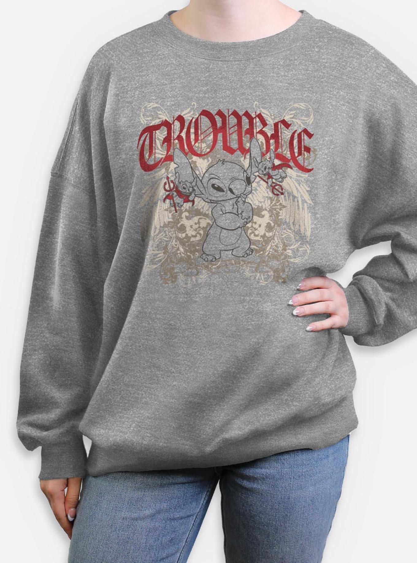 Disney Lilo & Stitch Total Trouble Womens Oversized Sweatshirt BoxLunch Exclusive, , hi-res