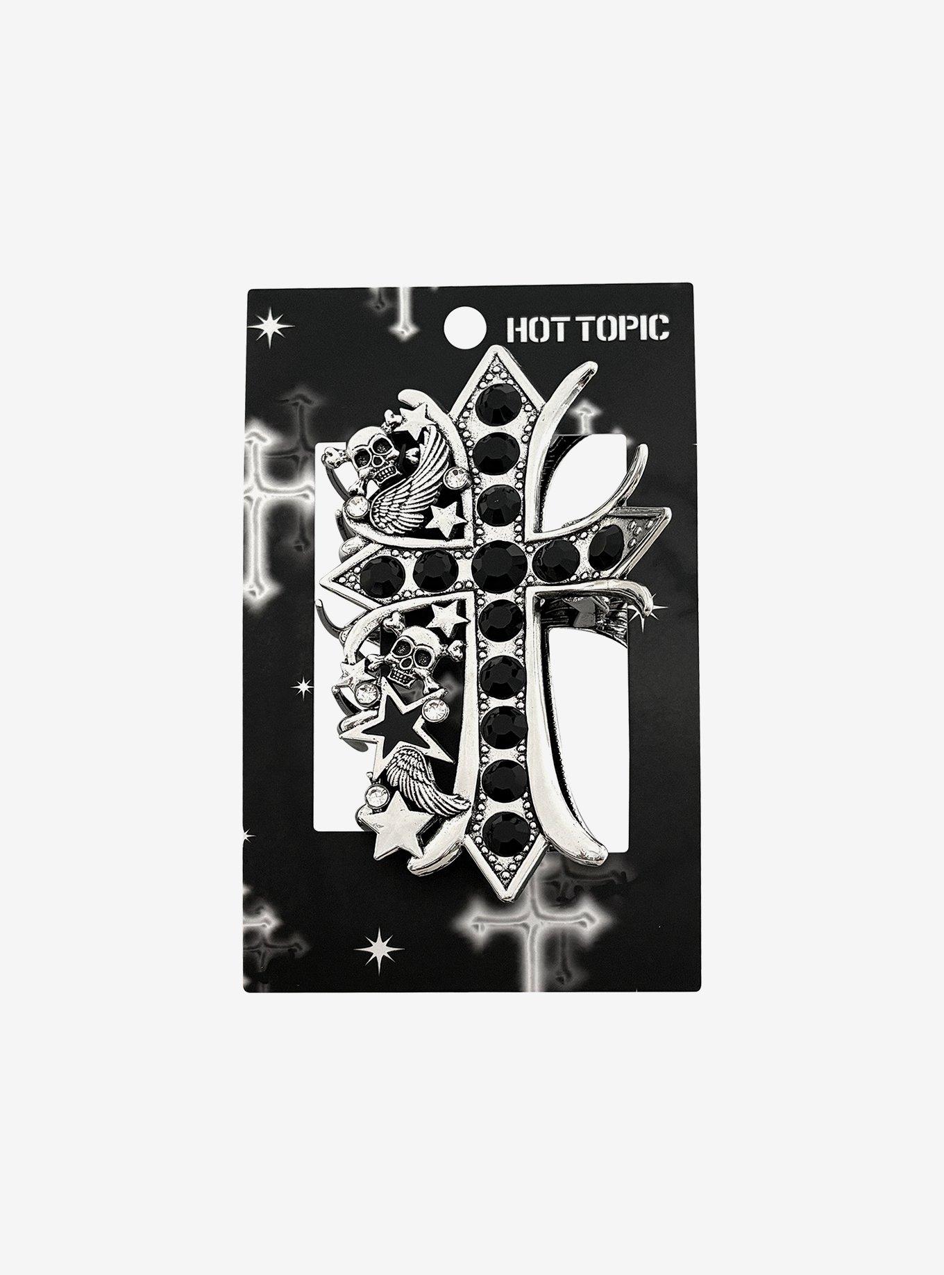 Bling Skull Cross Claw Hair Clip, , hi-res
