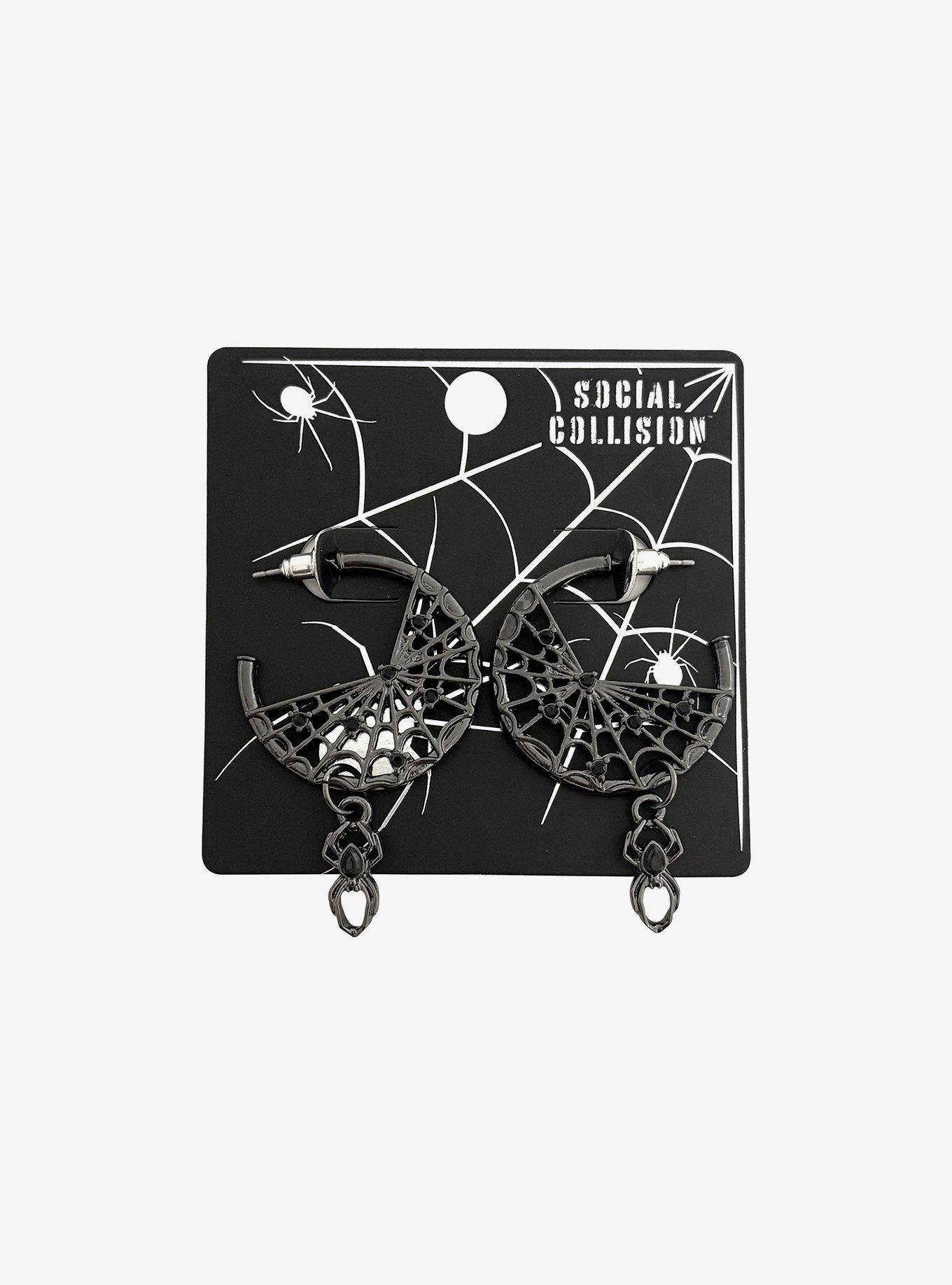 Social Collision Spiderweb Hoop Earrings, , hi-res