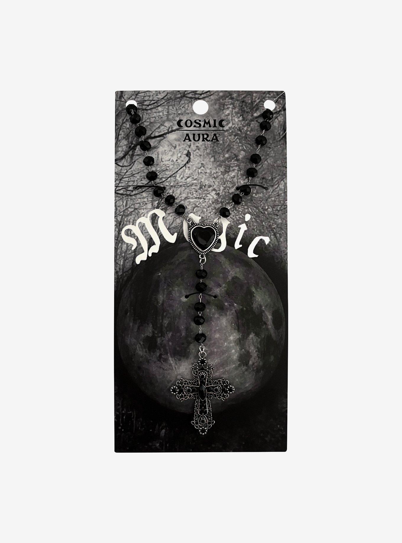 Cosmic Aura Ornate Cross Rosary Necklace, , hi-res