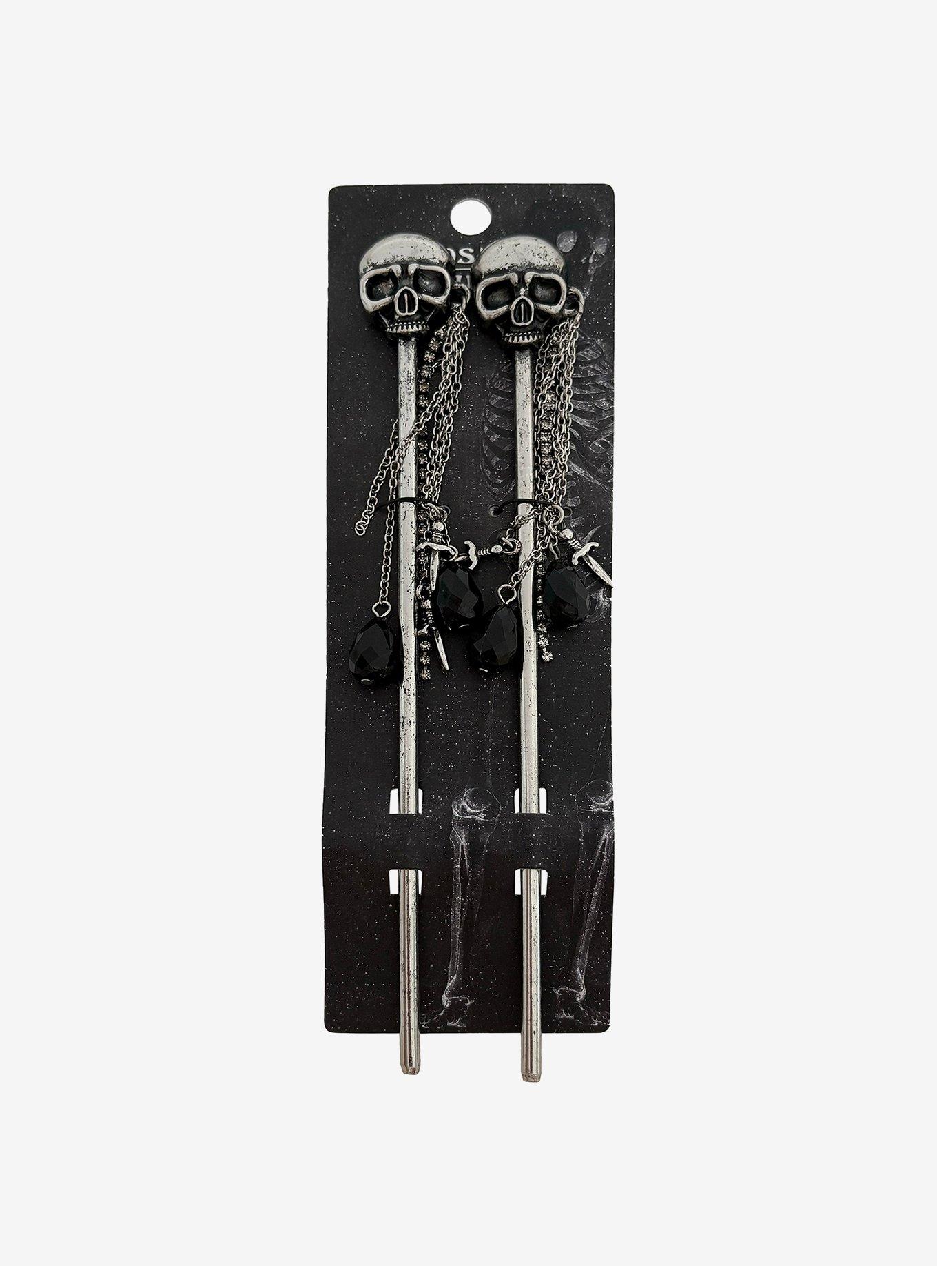 Cosmic Aura Skull Chain Hair Stick Set, , hi-res