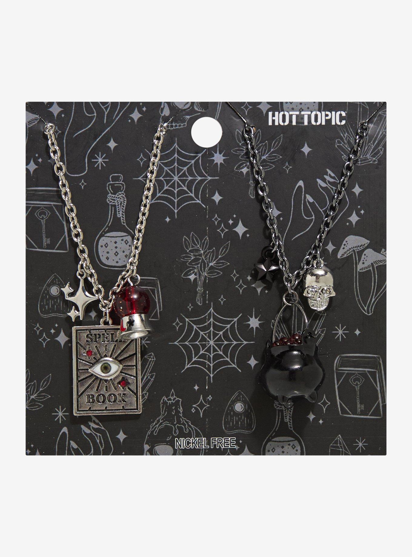 Witchy Cauldron Spell Book Best Friend Necklace Set, , hi-res