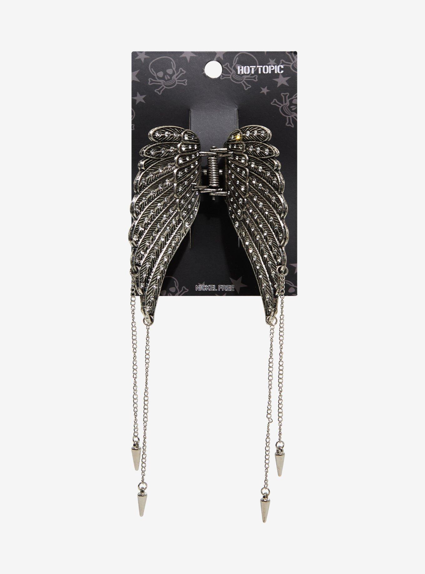 Angel Wing Rhinestone Chain Claw Hair Clip, , hi-res