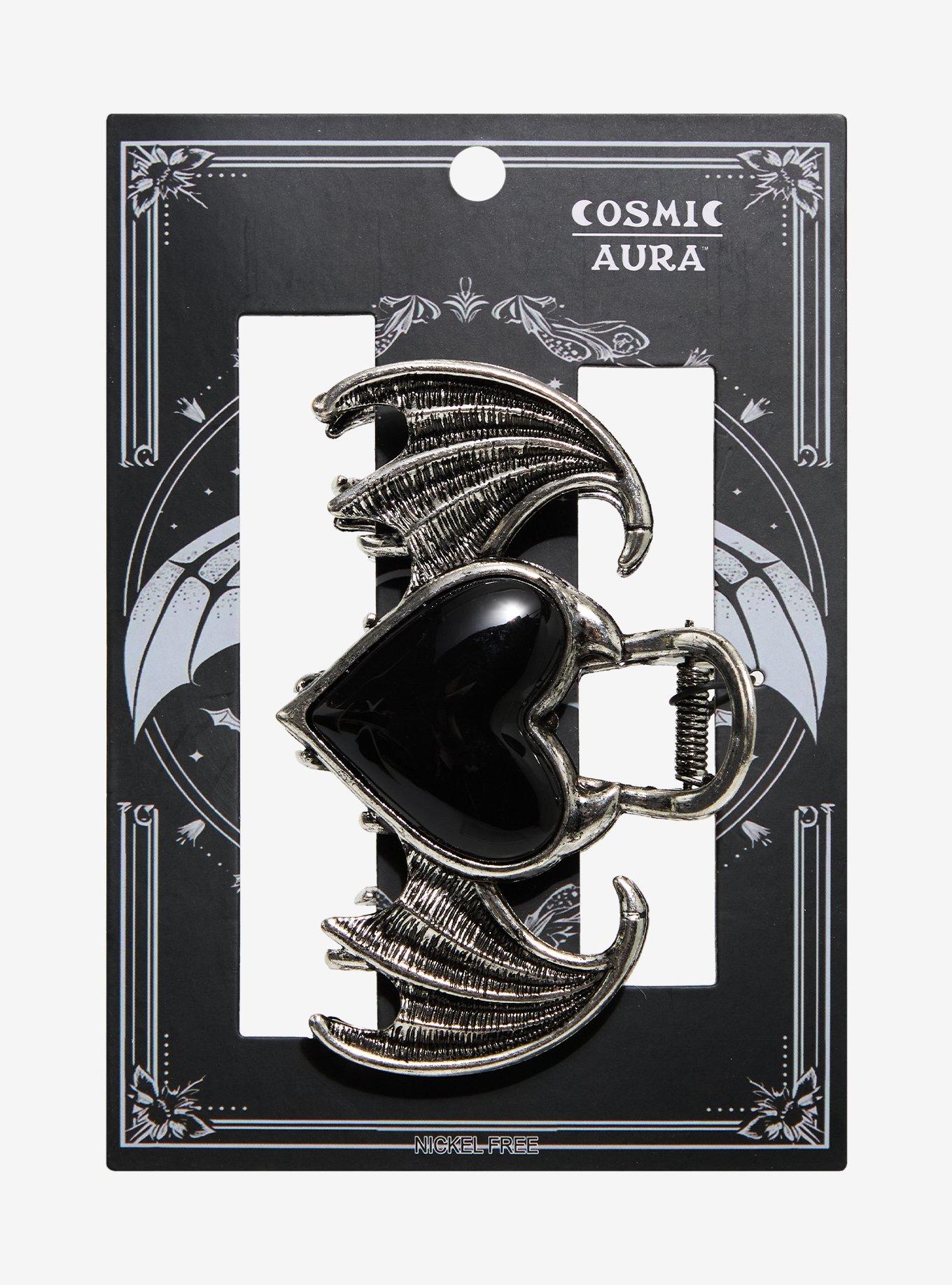 Cosmic Aura Bat Wing Heart Claw Hair Clip, , hi-res